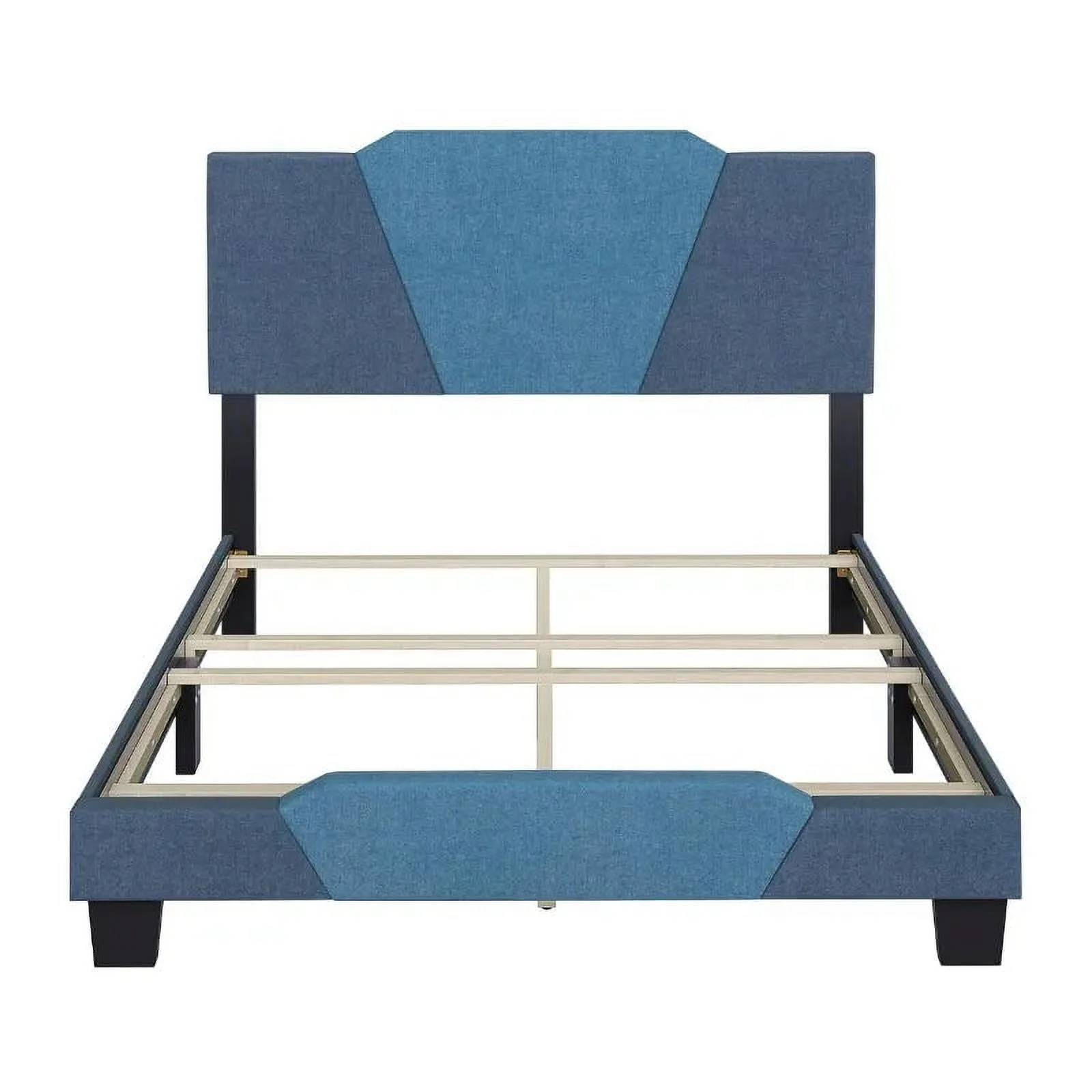 Boyd Sleep Tuscany Upholstered Geometric Charcoal and Gray Linen Platform Bed Frame, Queen