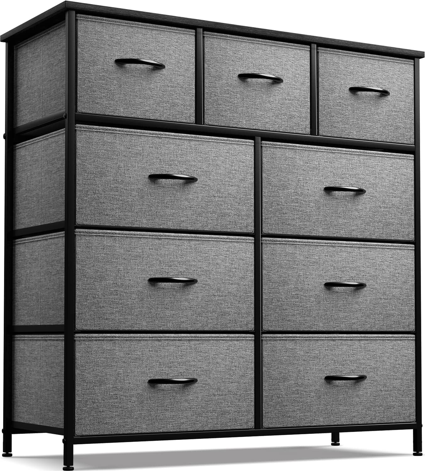 Sorbus Dresser - 9-Drawer Storage Unit for Bedroom, Closet & Office - Easy Pull Fabric Bins (Black)