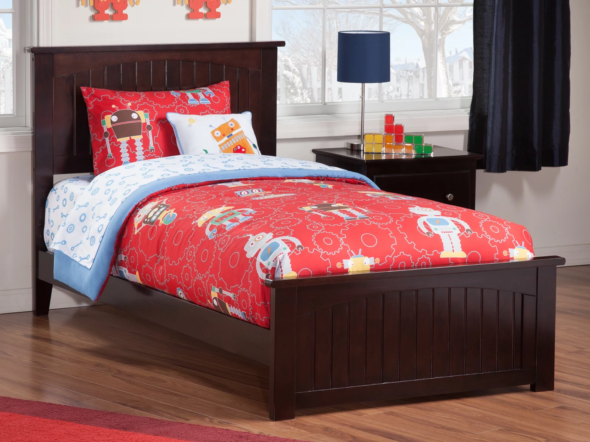 AFI  Nantucket Twin Size Bed with Matching Footboard & Charging Station in Espresso