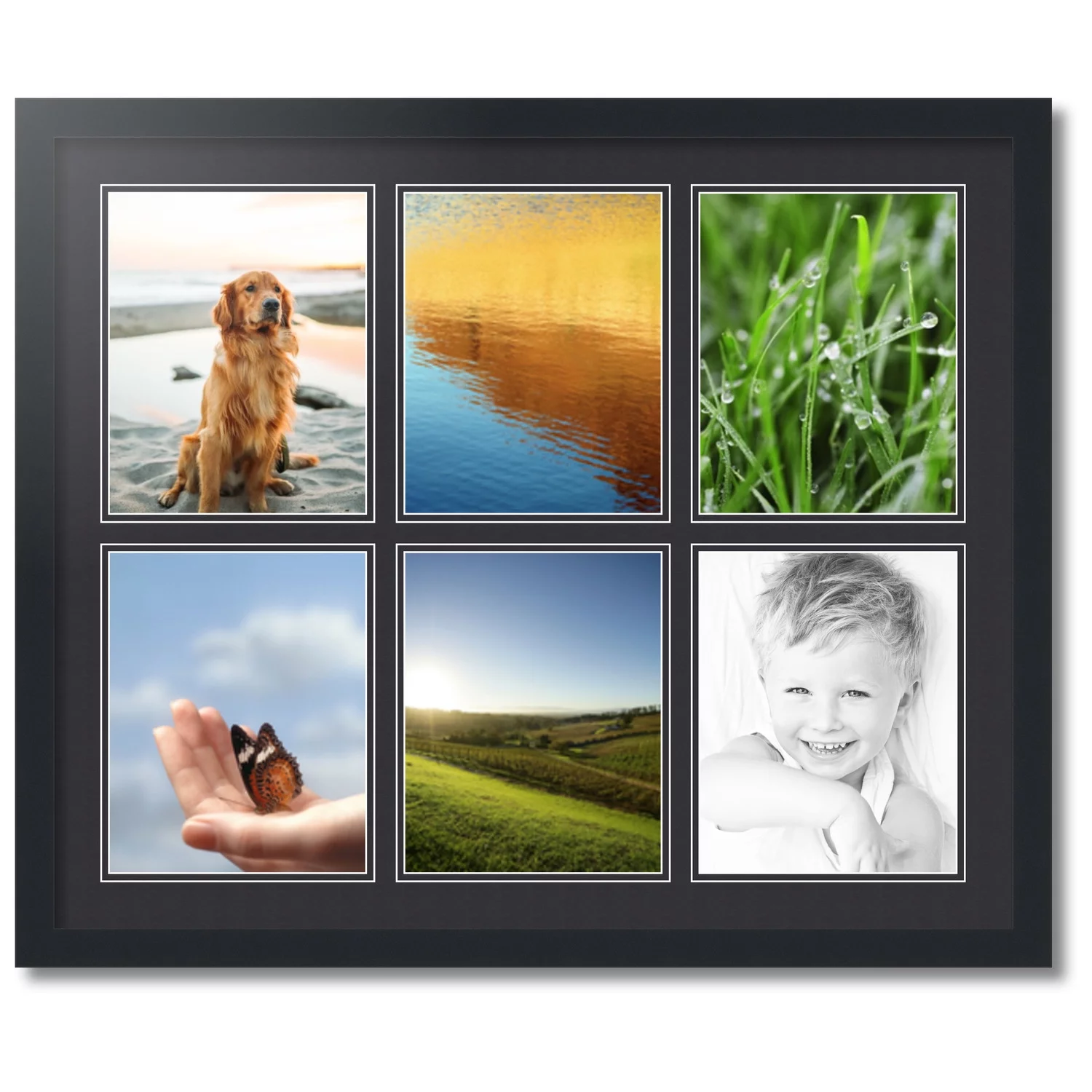ArtToFrames Collage Photo Picture Frame with 6 - 8x10 Openings, Framed in Black with Black and Black Mats (CDM-3926-151)