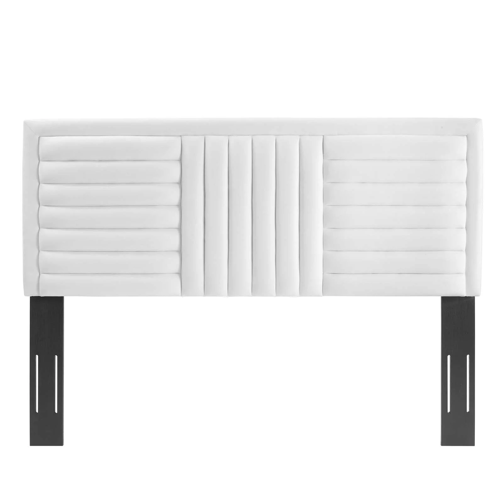 Modway Believe Channel Tufted Velvet Twin Headboard in White