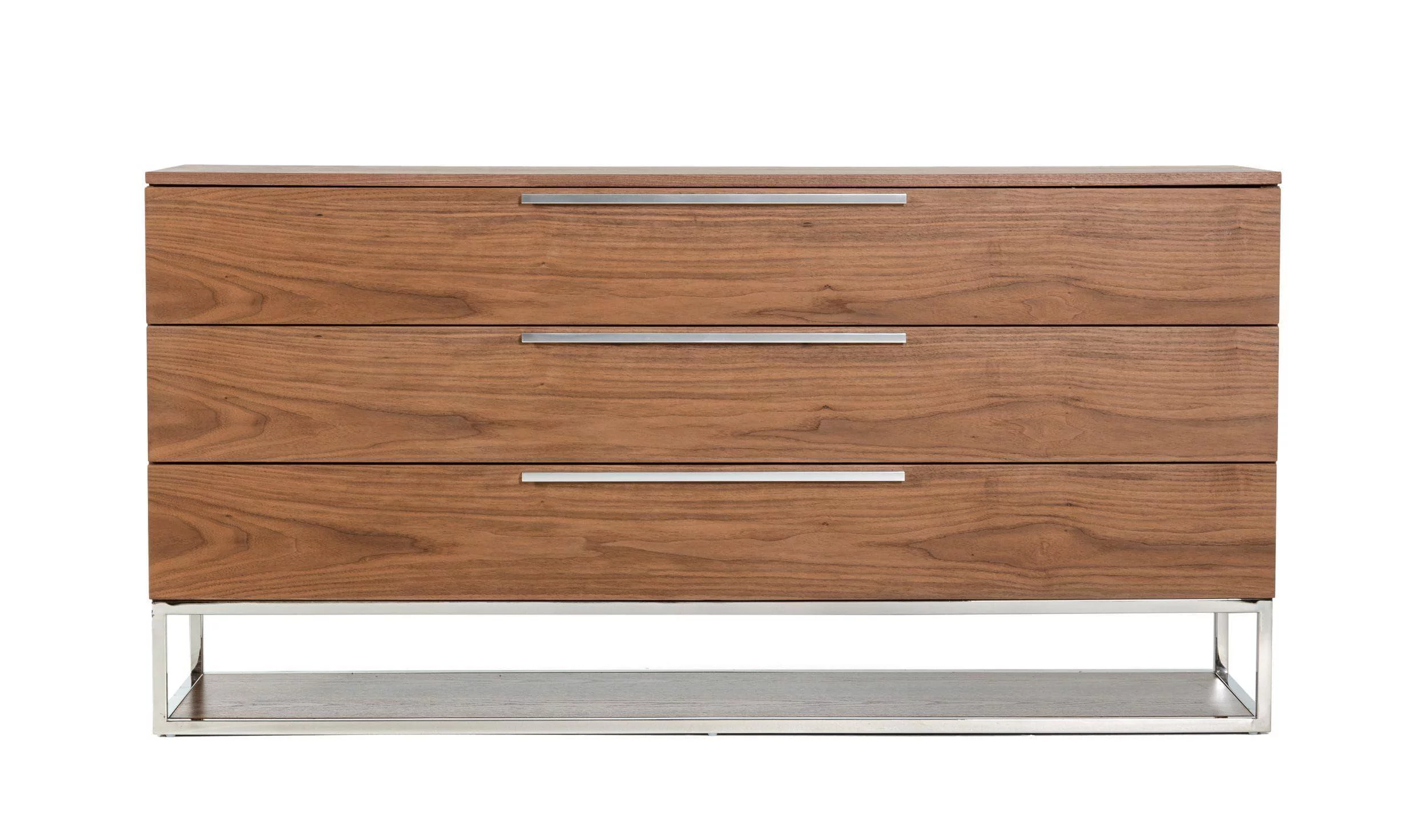Walnut & Stainless Steel 3 Drawers Dresser Modrest Heloise VIG Contemporary