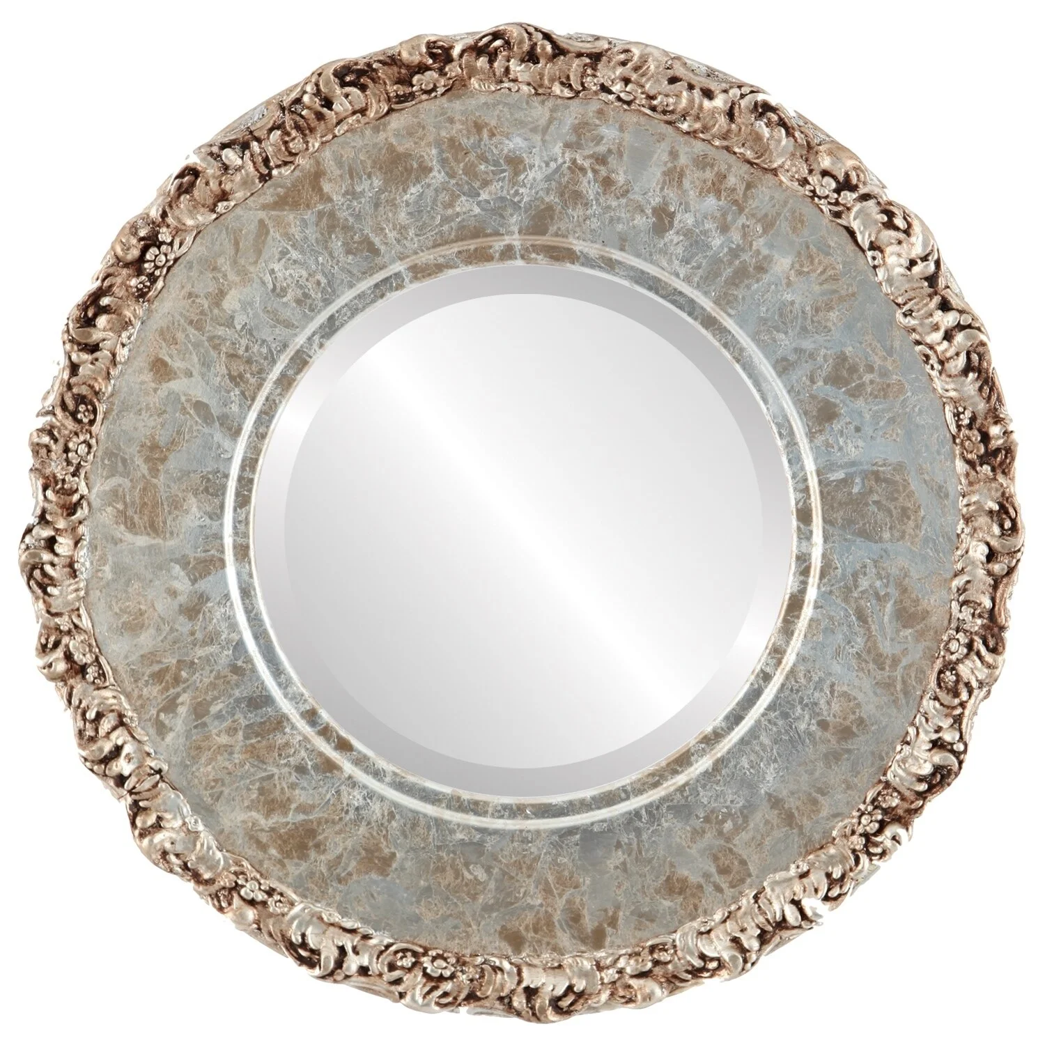 OVALCREST by The OVALCREST Mirror Store Williamsburg Framed Round Mirror in Champagne Silver 25x25