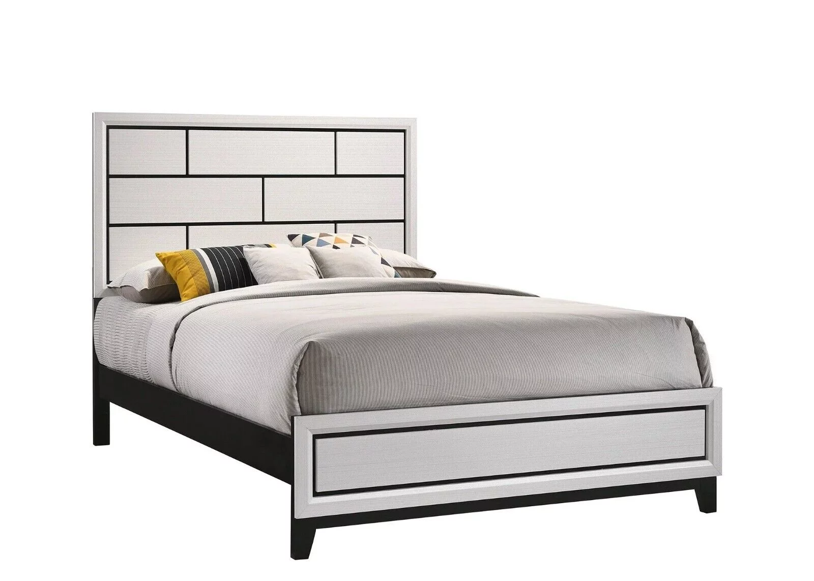 Contemporary Style 1pc Full Size Low-Profile Bed Bedroom Furniture Wooden White Finish