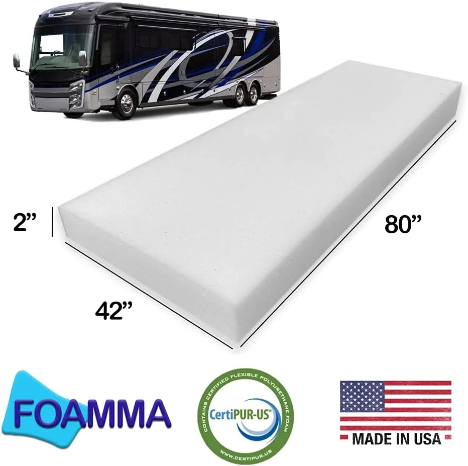 X 4 X 80” Camper/RV Travel High-Density Bunk Mattress Foam Topper, Made In USA, Comfortable, Travel Trailer, Certified, Cover Not Included