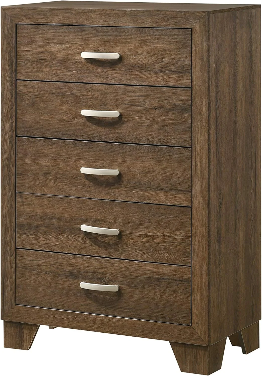 Miquell Composite Wood 5-Drawer Bedroom Chest In Oak