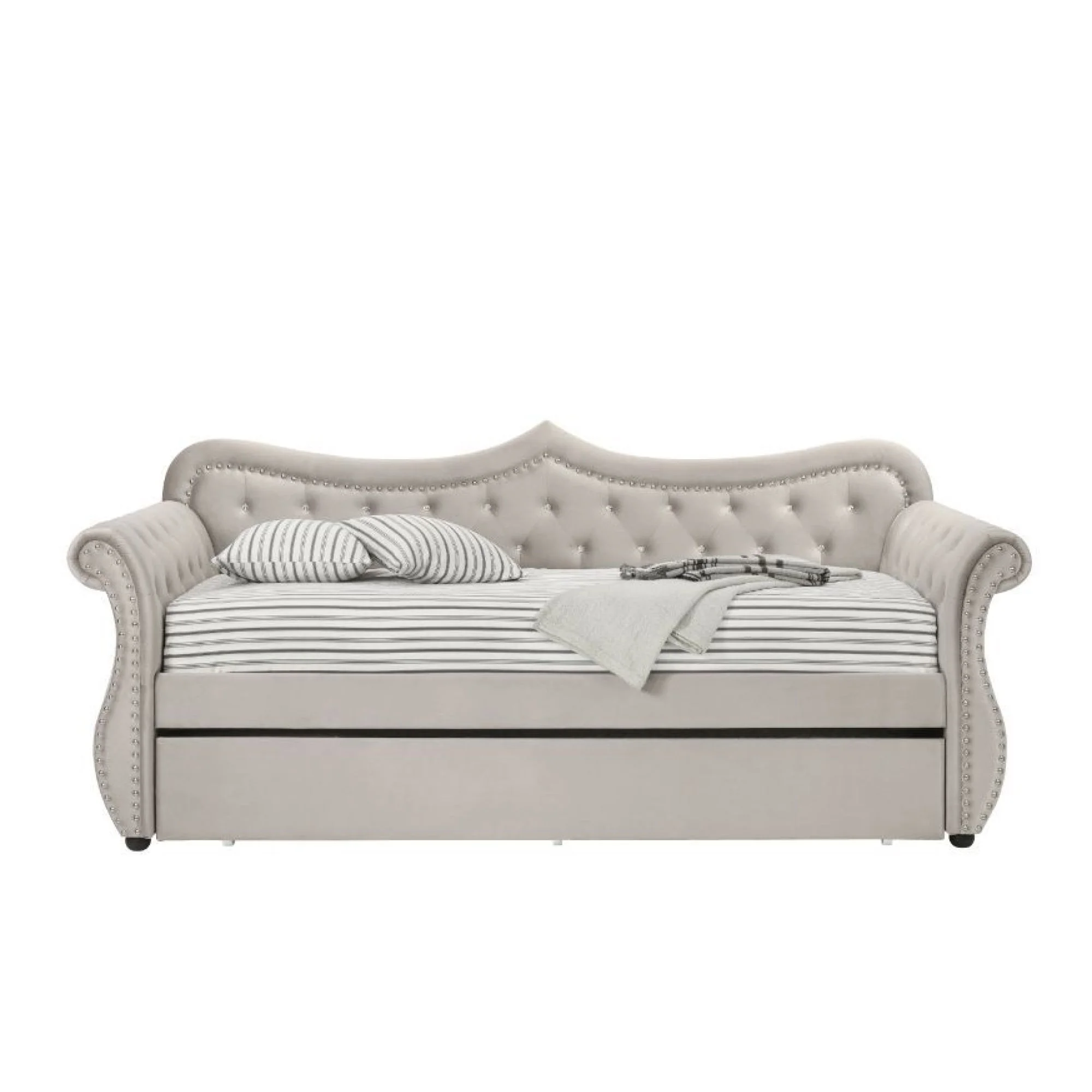 Miekor Furniture Daybed & Trundle, Beige Fabric