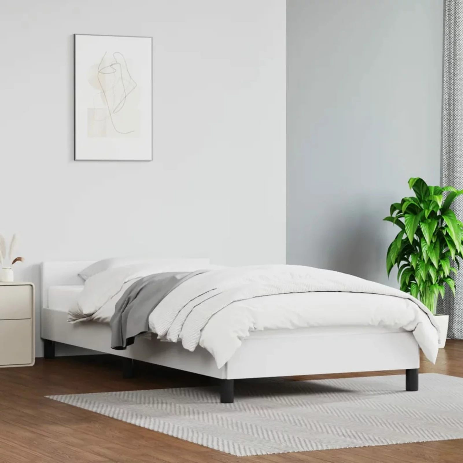 moobody Bed Frame with Headboard White 39.4