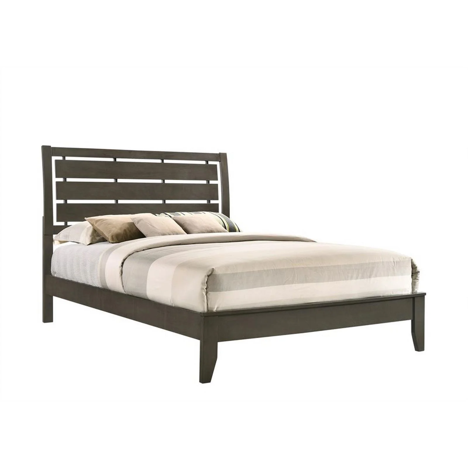 Maklaine Modern 4-piece Wood Full Sleigh Bedroom Set in Mod Gray