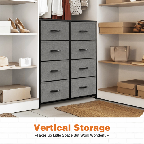 Dresser for Bedroom with 8 Drawers Tall Dresser & Chest of Drawers Fabric Dresser with Wood Top and Sturdy Steel Frame