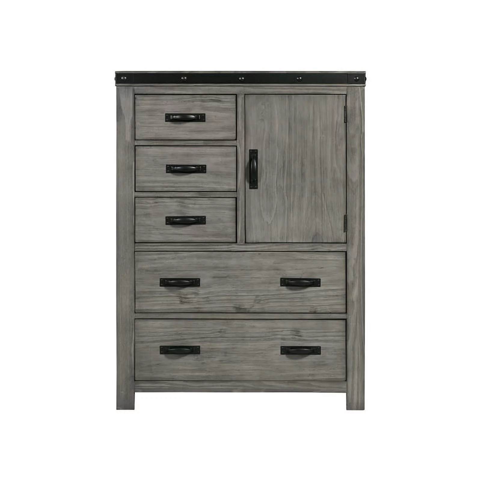 Bowery Hill Modern Solid Wood 5-Drawer Gentleman's Chest in Gray
