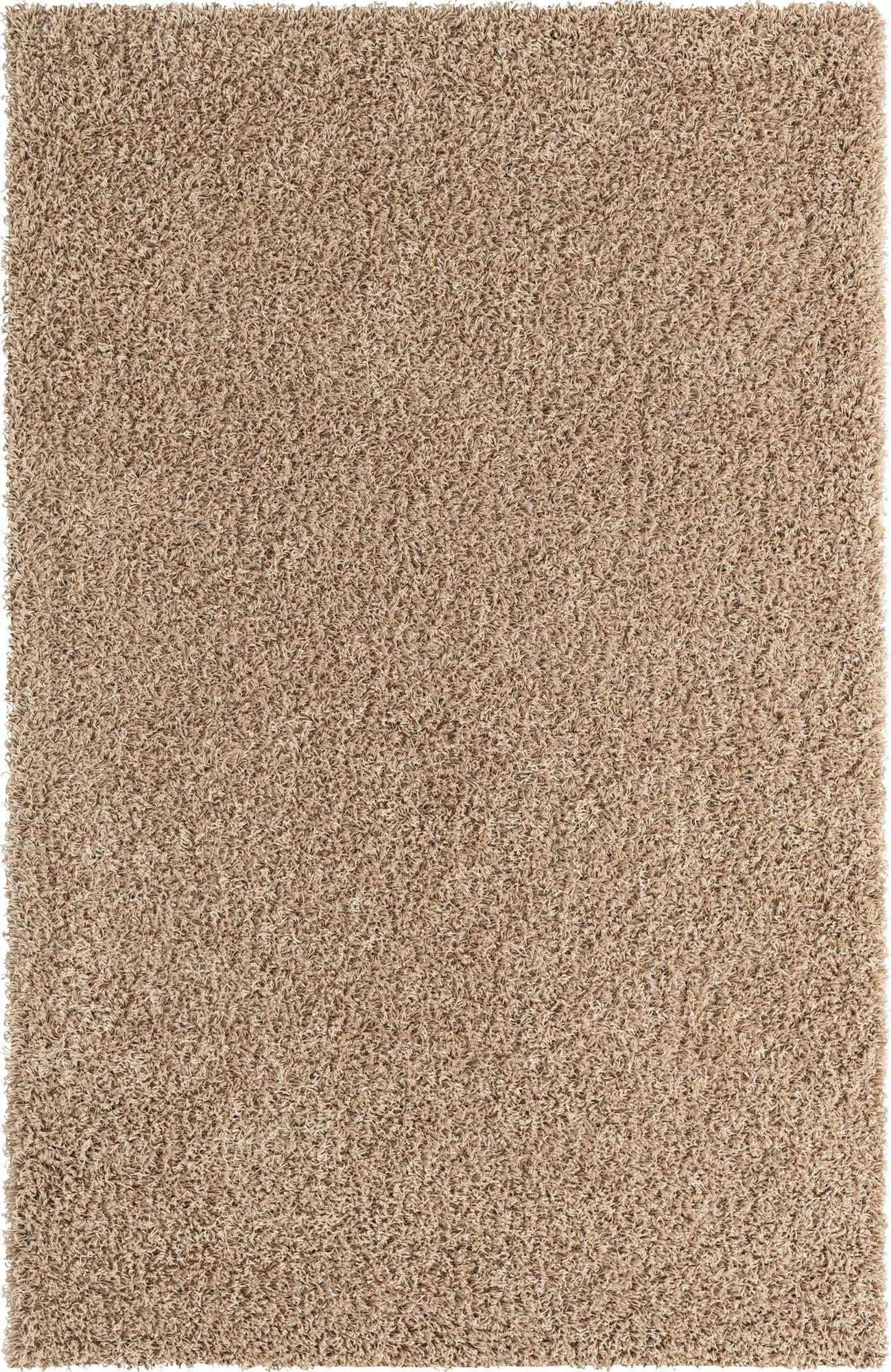 Rugs.com Solid Shag Collection Rug – 5' x 8' Taupe Shag Rug Perfect For Bedrooms, Dining Rooms, Living Rooms