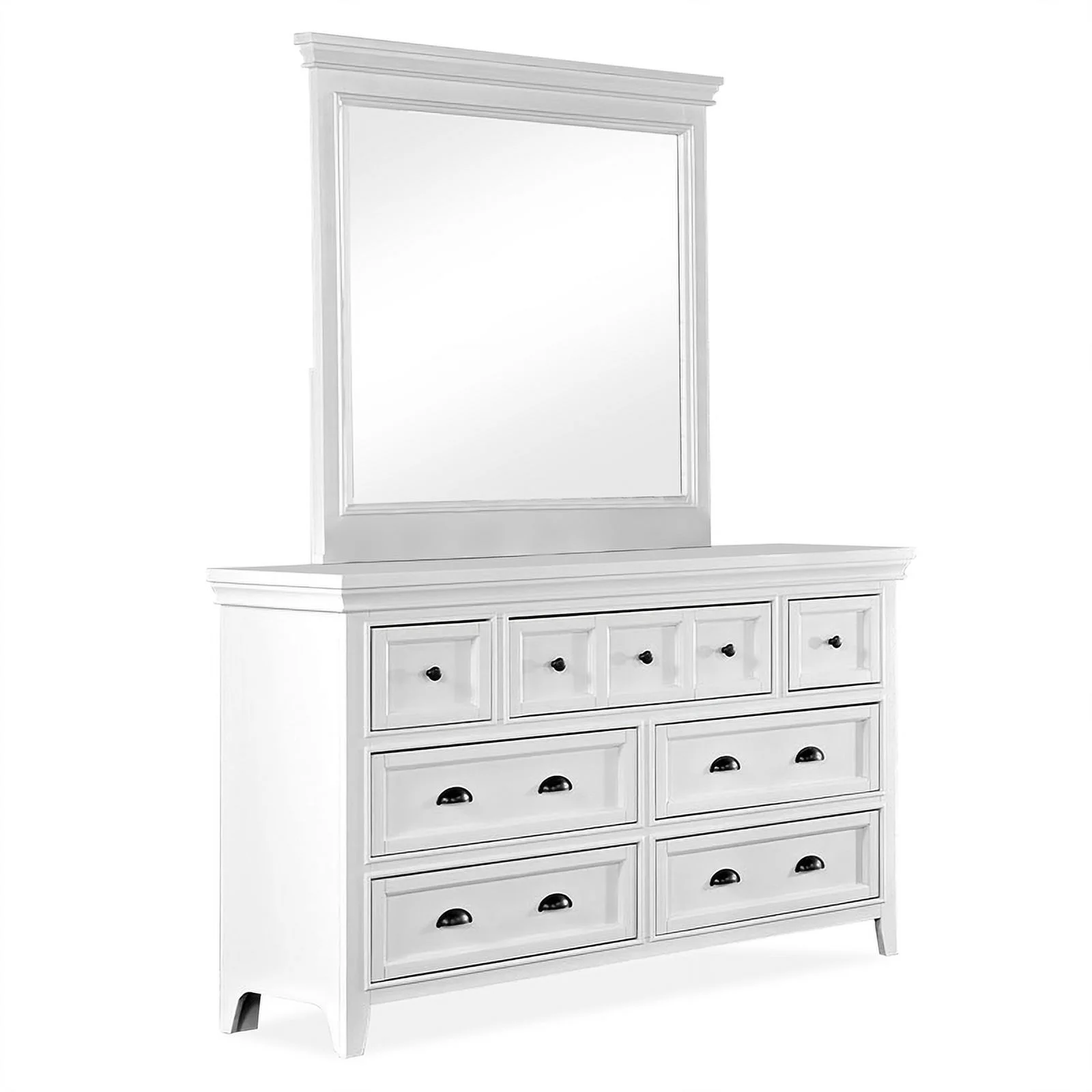 FOA Ender 5pc White Wood Bedroom Set - Full + 2 Nightstands + Dresser + Mirror