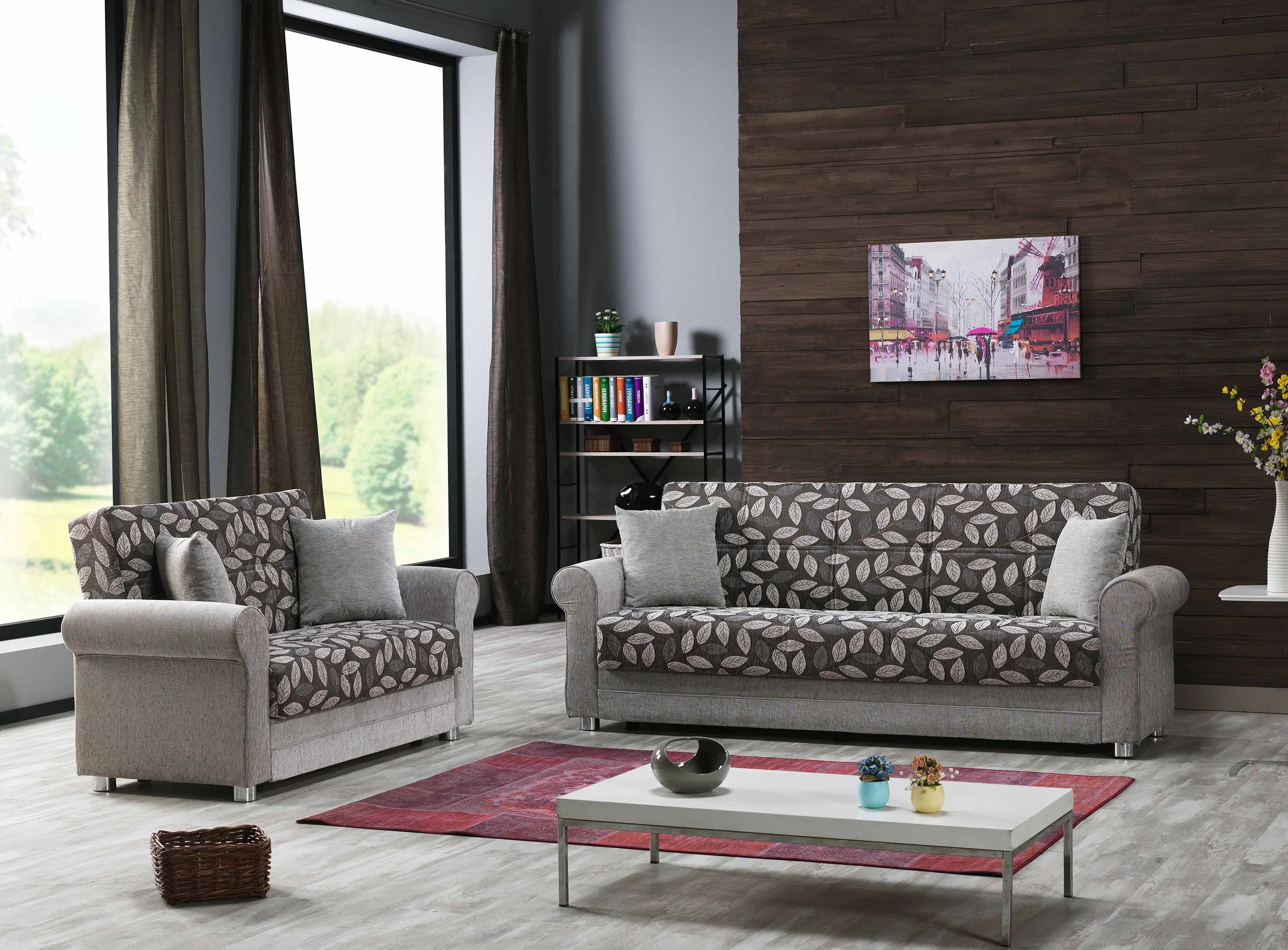 Ottomanson Paulo Sleeper Loveseat, Beige Chenille