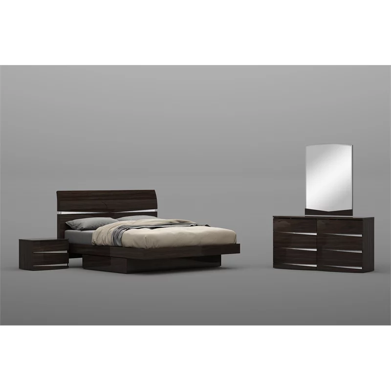 Titan Furnishings Grand 4-Piece Wood California King Bedroom Set in Black Wenge