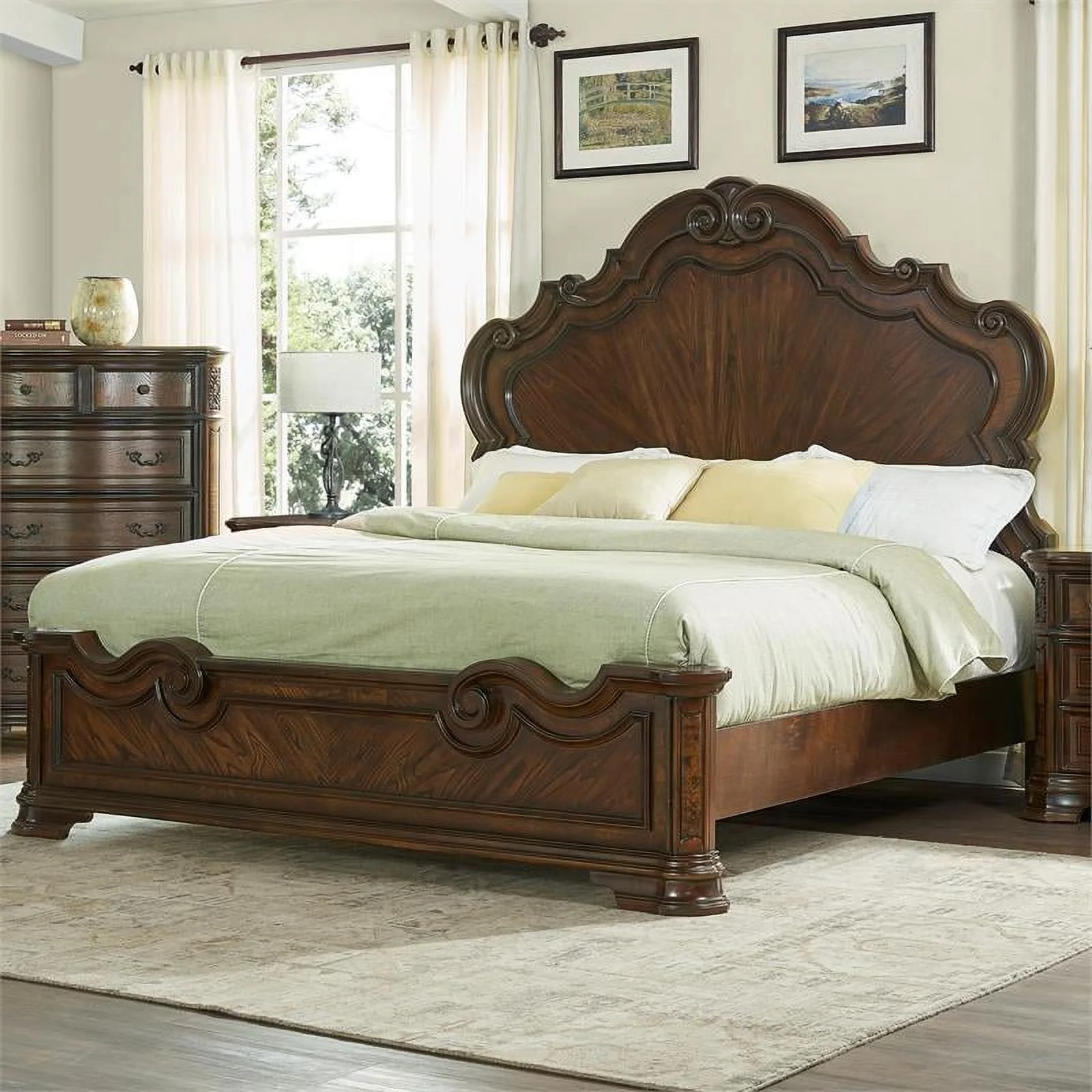 Royale Brown Cherry Queen Bed