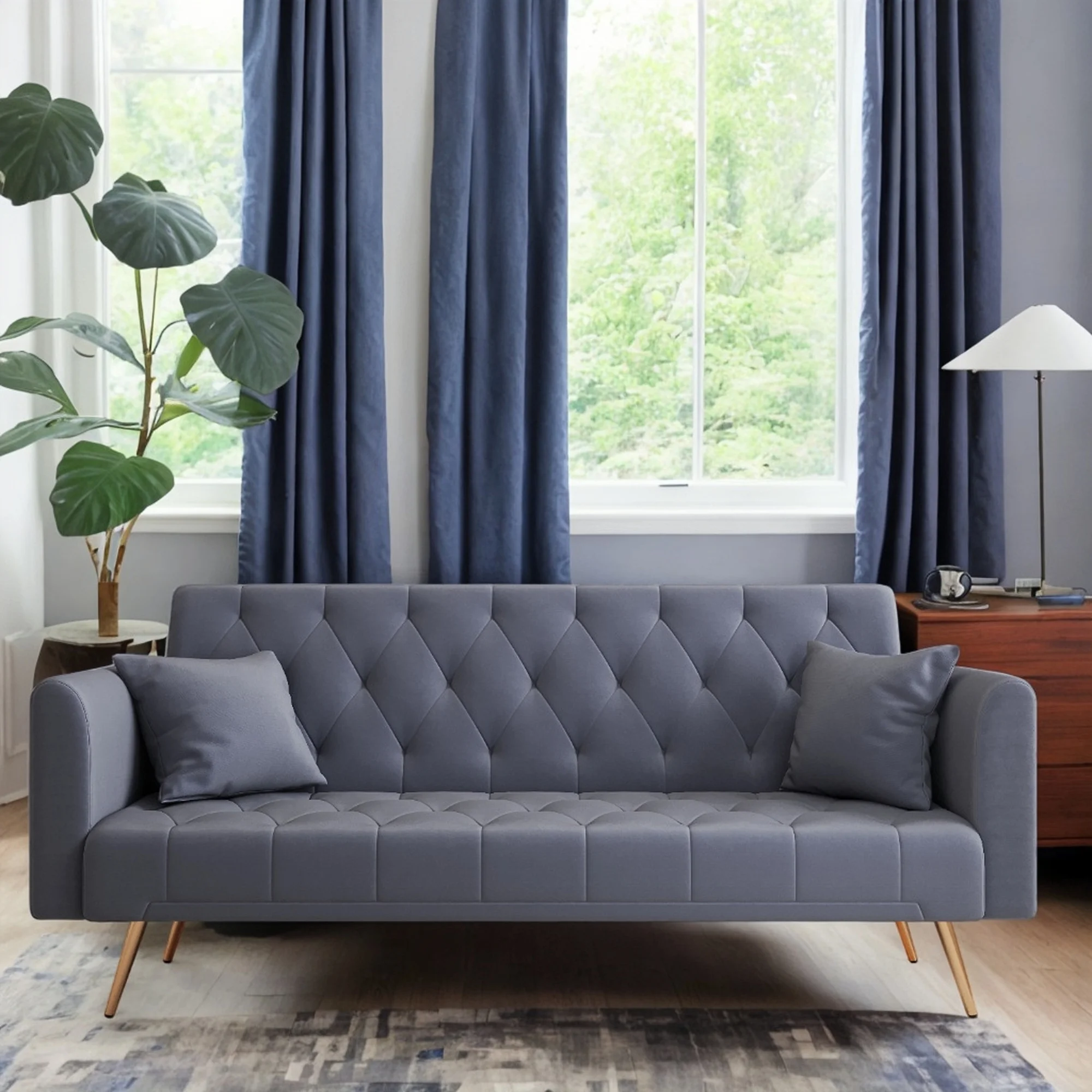 Convertible Double Folding Sofa Bed for Small Spaces Multi-Functional Sofas Adjustable, and Stylish (Gray)