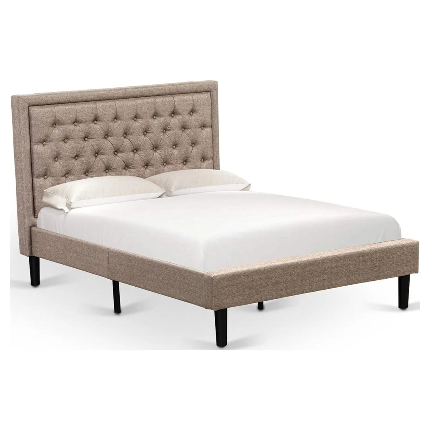 East West Furniture 2-piece Wood Full Bedroom Set in Dark Khaki Brown