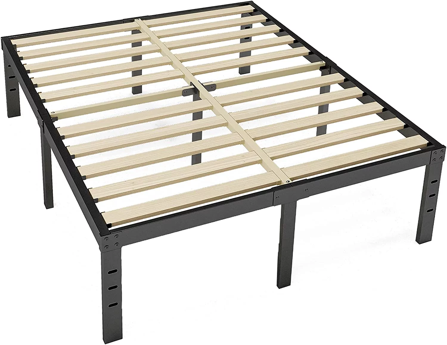 Popular Twin XL Bed Frame 14 Inch High 3 Inches Wide Wood Slats with 2500 Pounds Support for Foam Mattress Heavy Duty Patform Easy Assembly Noise Free