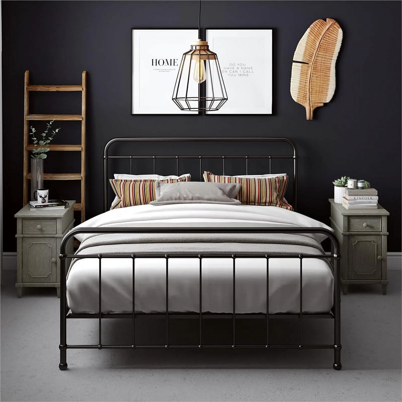 DHP Bice Industrial Metal Storage Bed, Queen, Black