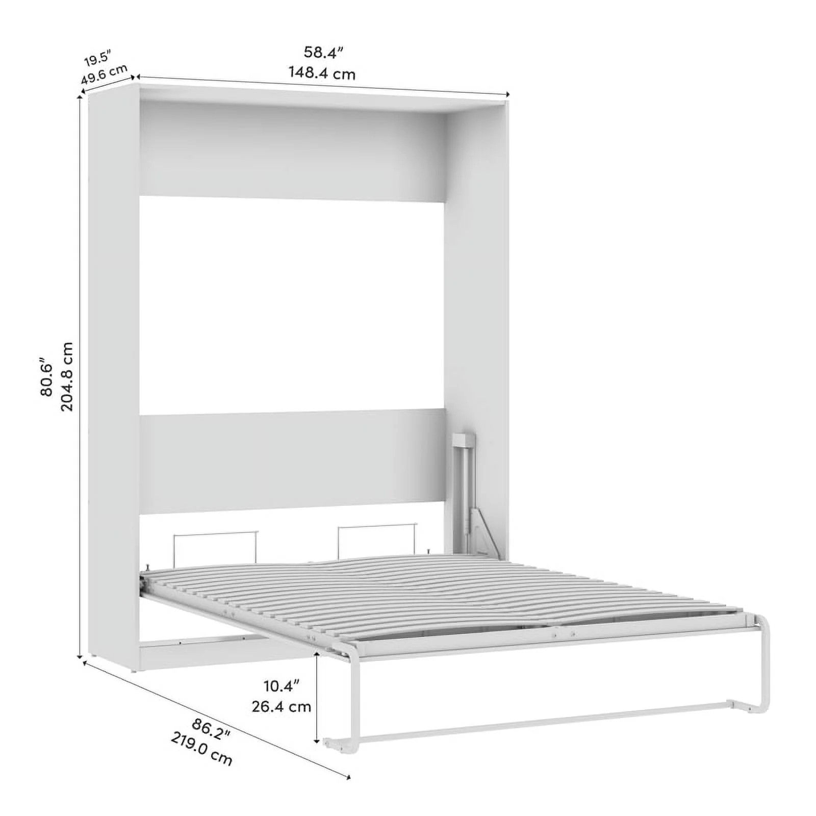 Bestar Claremont 59W Full Murphy Bed in platinum gray