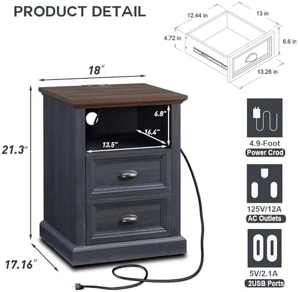 GEROBOOM Dresser for Bedroom 4 Drawer Bedroom Dresser Chest of Drawers Organizer   Farmhouse Wood Rustic Tall Dresser Chest of Drawer for Closet  Living Room  Children's Room Dark Gre