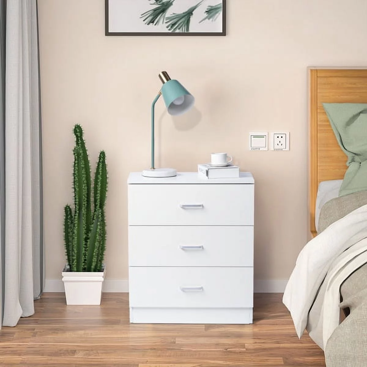 Fithood FCH Modern Simple 3-Drawer Dresser Chest of Drawers for Family Room Bedroom Living Room Universal Design, White