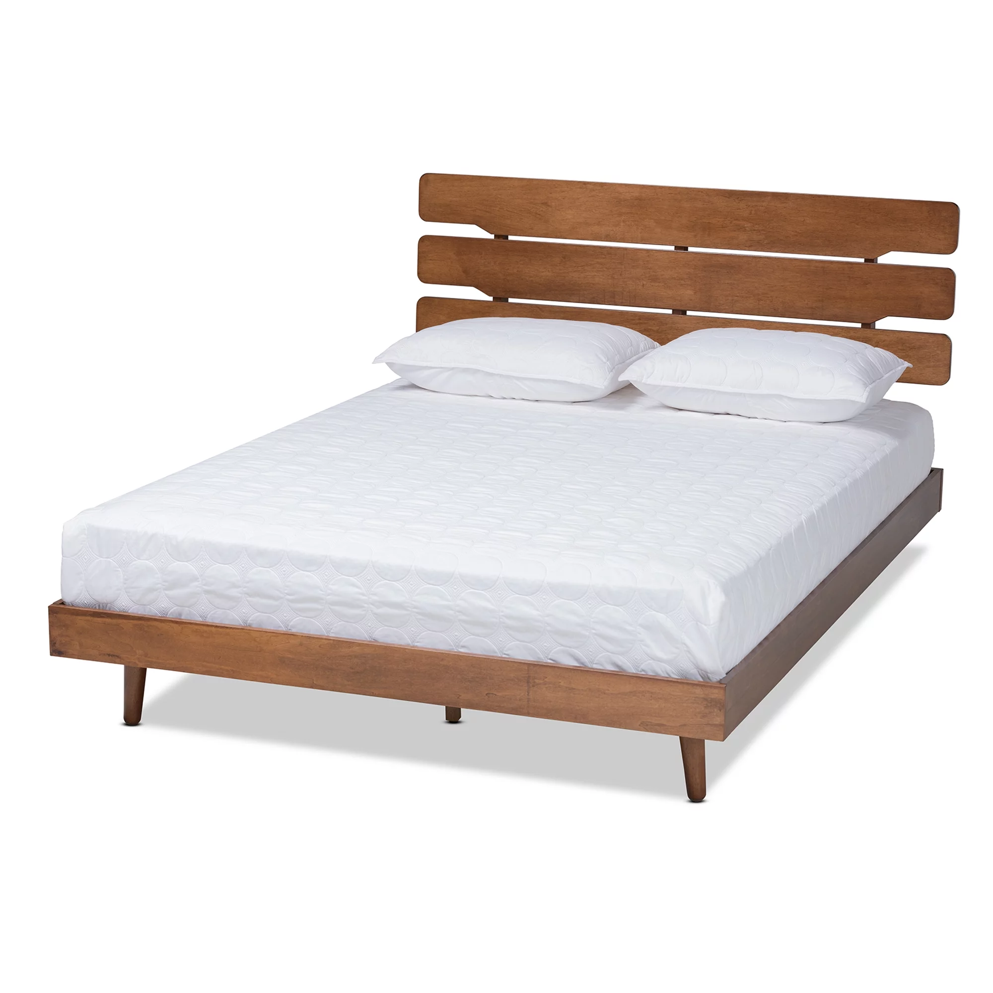 Baxton Studio Anzia MidCentury Modern Walnut Finished Wood Queen Size Platform bed