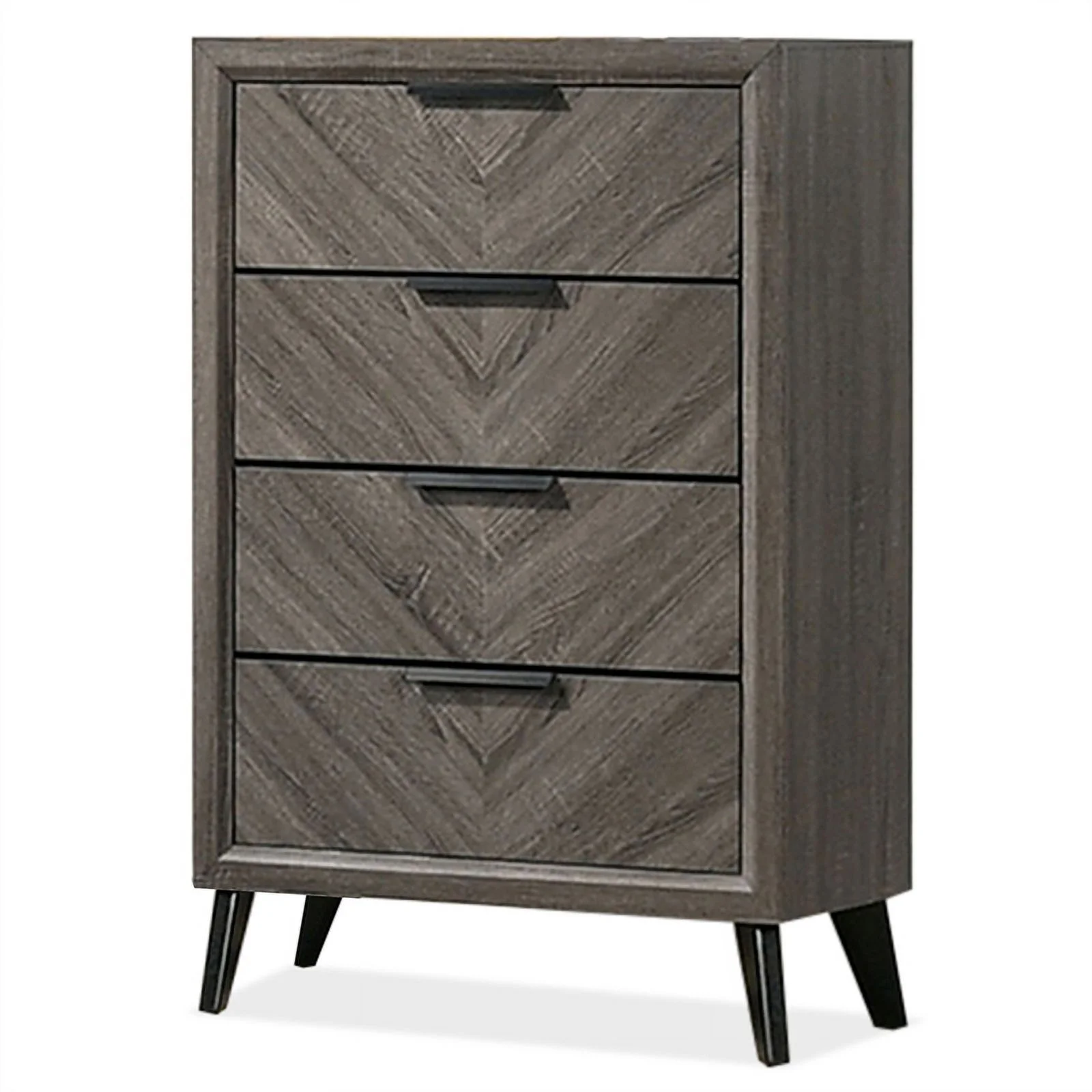 FOA Hean 6pc Wood Gray Bedroom Set - Cal King+2 Nightstands+Chest+Dresser+Mirror