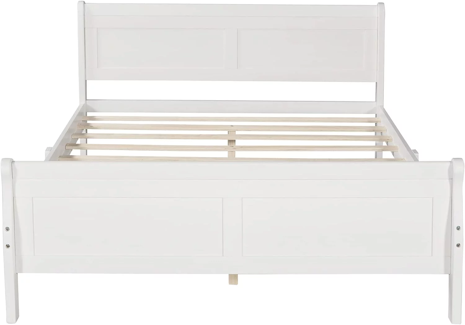 Classic Full Size Wood Platform Bed With Headboard/Footboard/Wood Slat Support And Solid Wood Legs, No Box Spring Needed (Pure White)