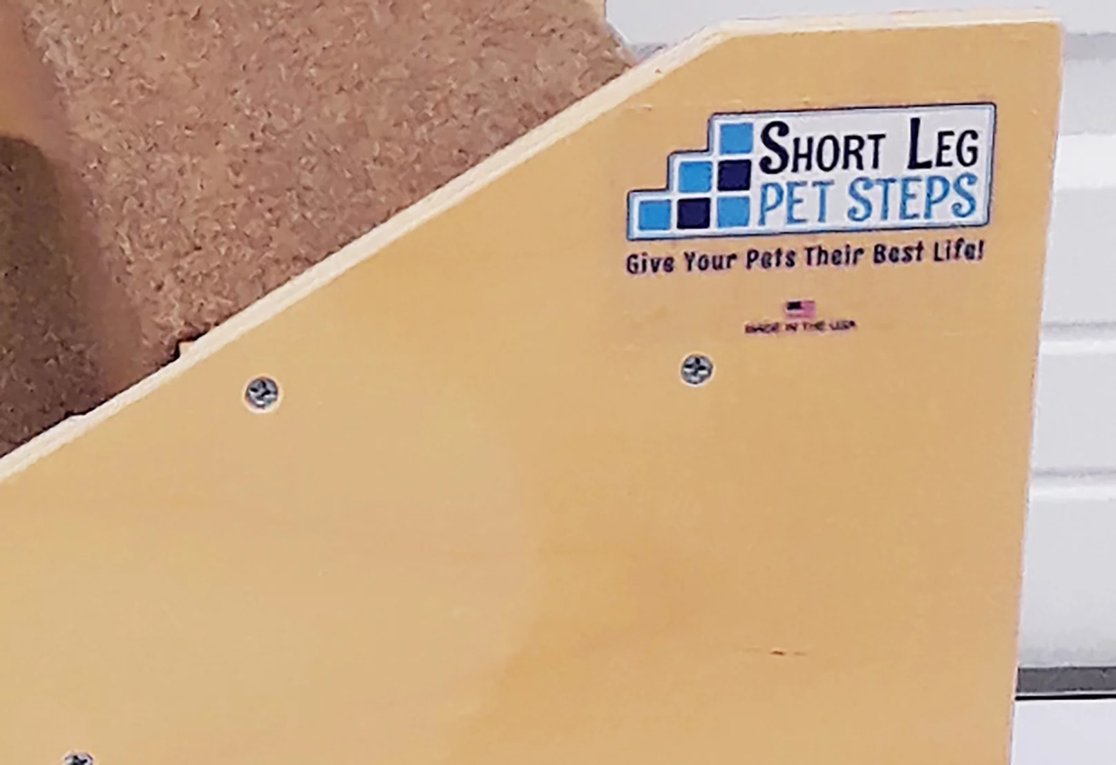 Short Leg Pet Steps - Dog Steps Made in USA, 3 Inch Step Height, Quality Wood and Carpet Step, Best for Dogs and Cats, Durable Pet Stair, Portable 7 Stairs for High Beds and Couches