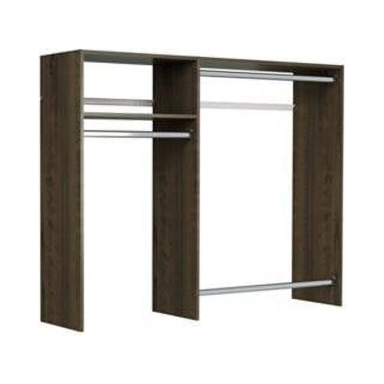 Easy Track Hanging Closet Kit Wardrobe Storage Clothing Organizer Rack, Truffle