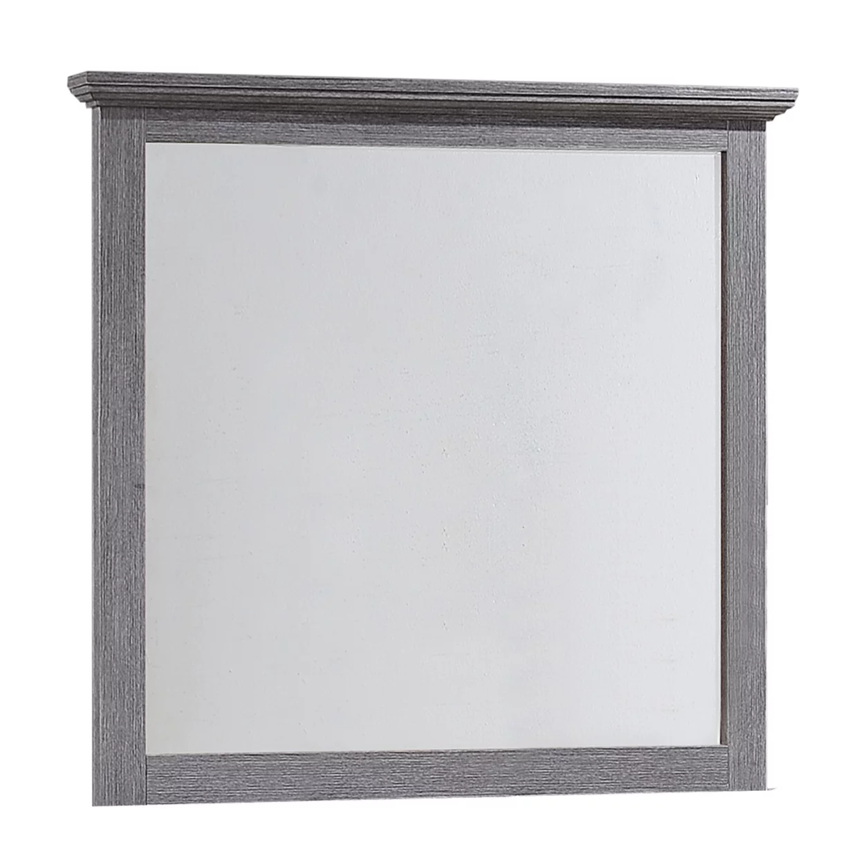 Rectangular Wood Encased Dresser Top Mirror, Gray and Silver- Saltoro Sherpi
