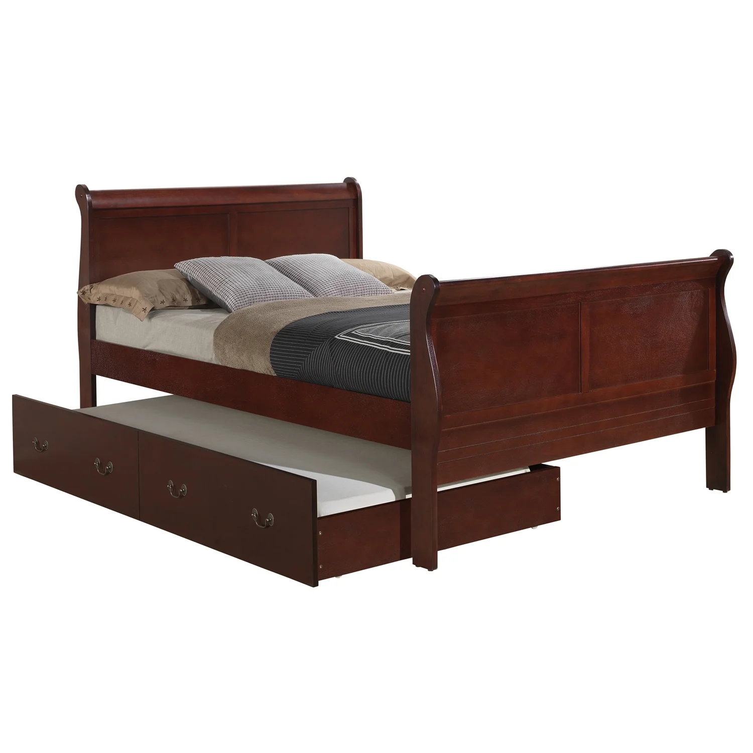 Passion Furniture Louis Phillipe Cherry Full Trundle Bed