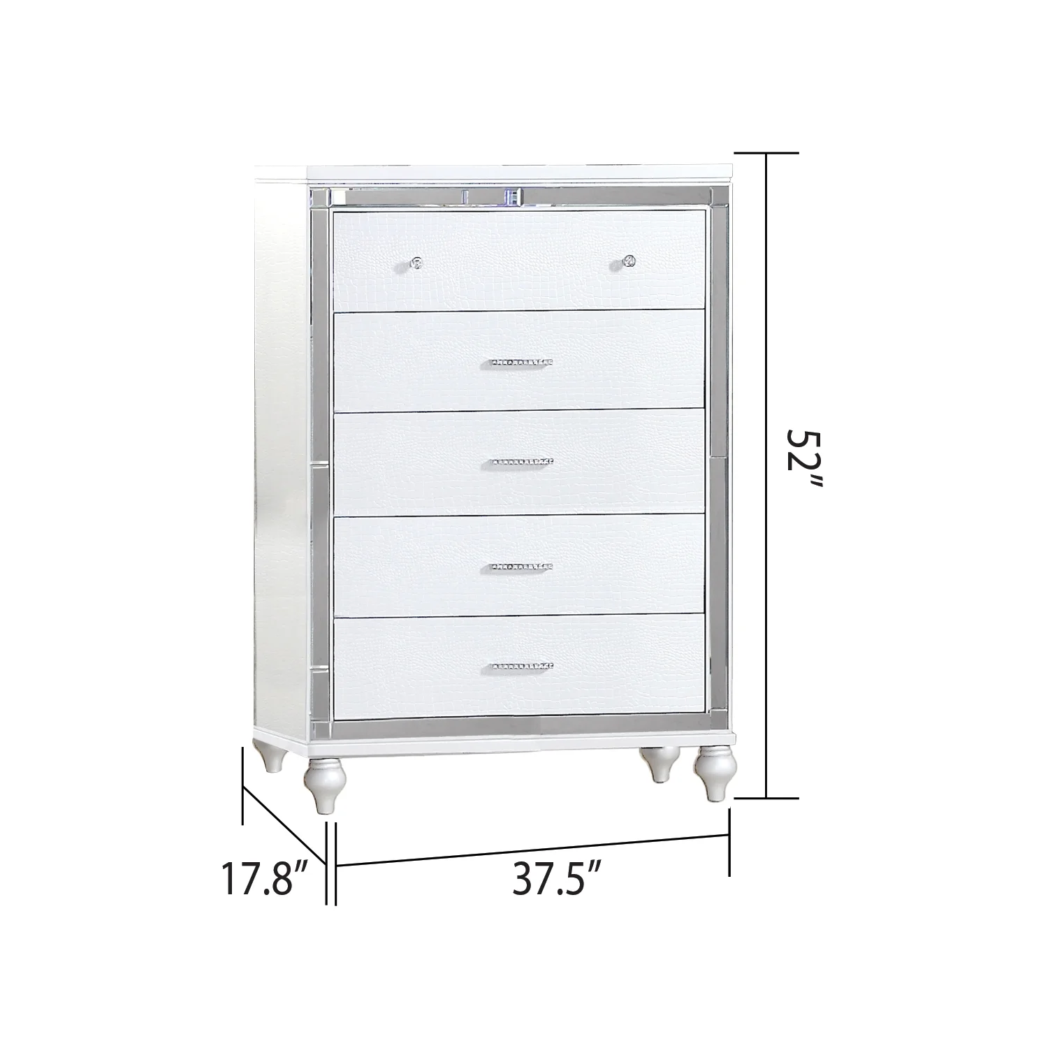 Galaxy Home Furnishings Sterling Mirror Framed Chest Made With Wood in White Color