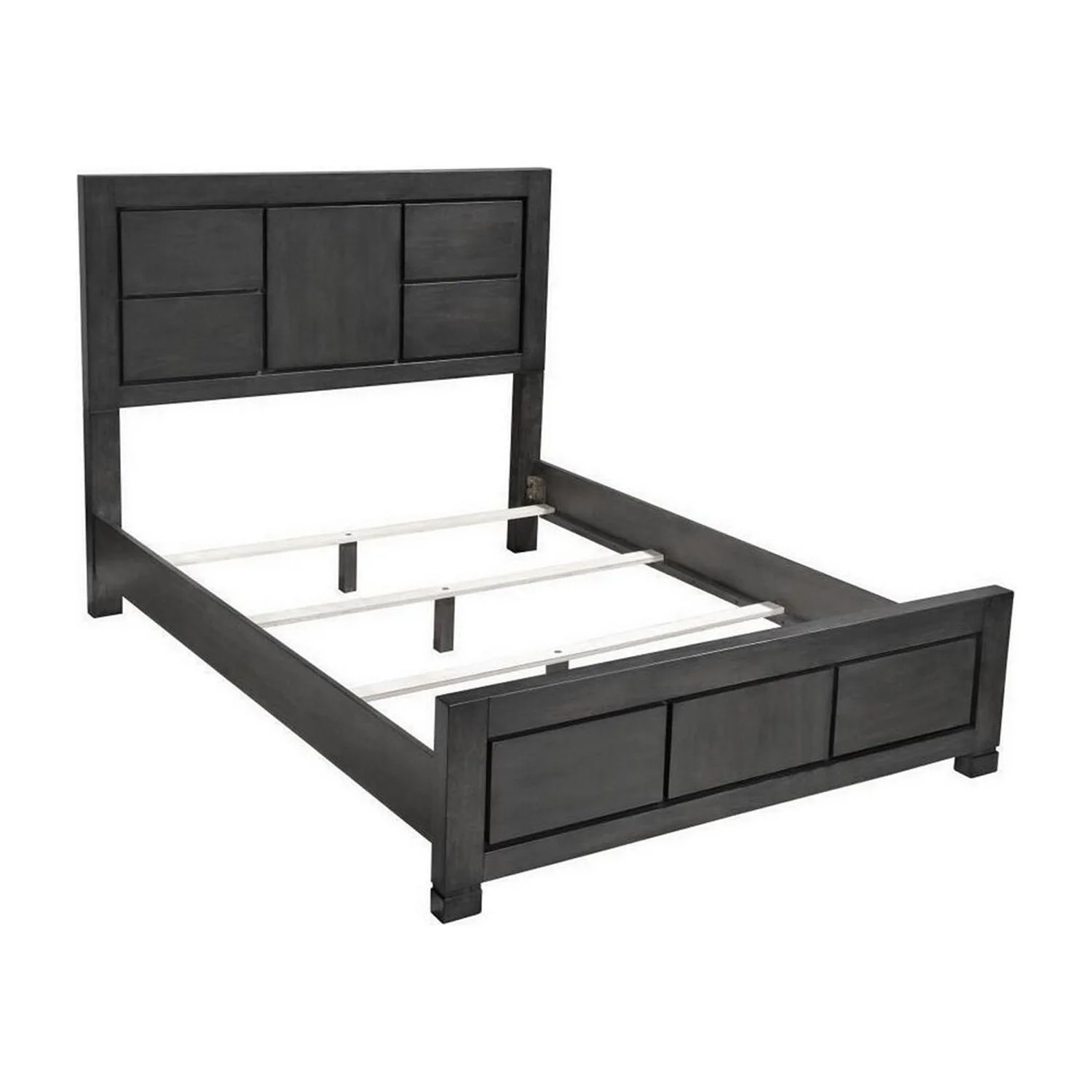 BenJara Acy California King Bed, Panel Sections on Headboard and Footboard, Gray