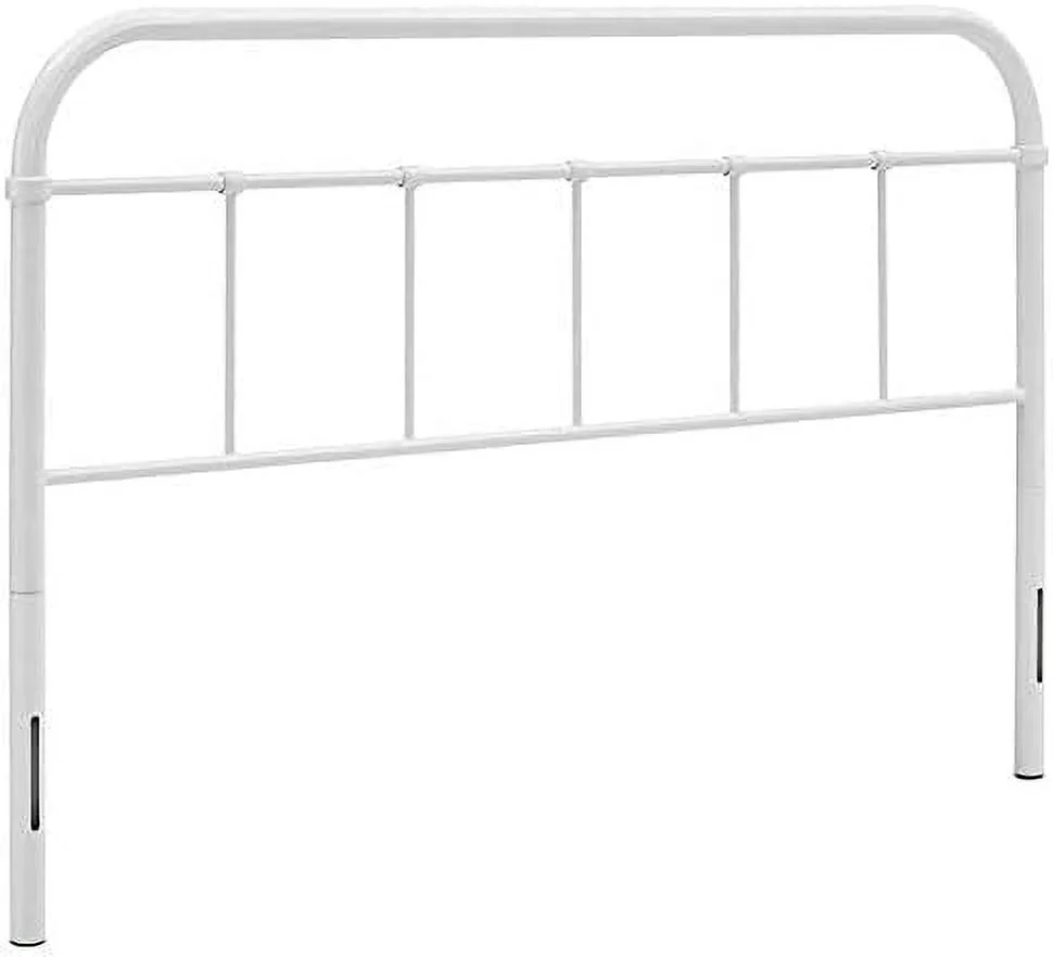 Modern Queen Metal Spindle Headboard in White Finish
