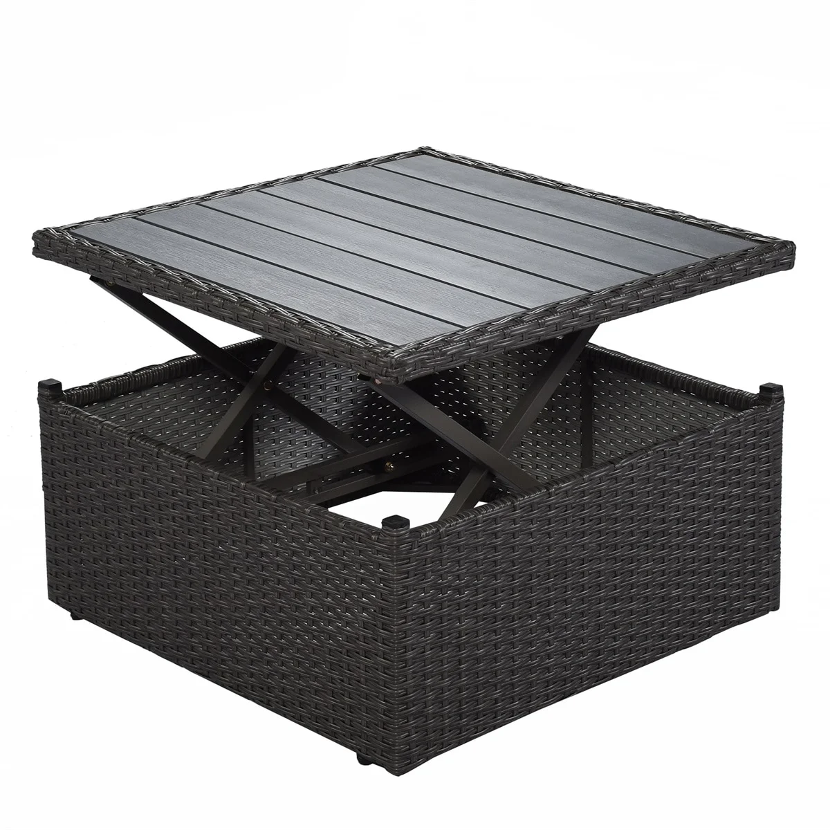 Leisure Zone 4 Pieces Outdoor Patio Daybed Sofa Set with Retractable Canopy Beige