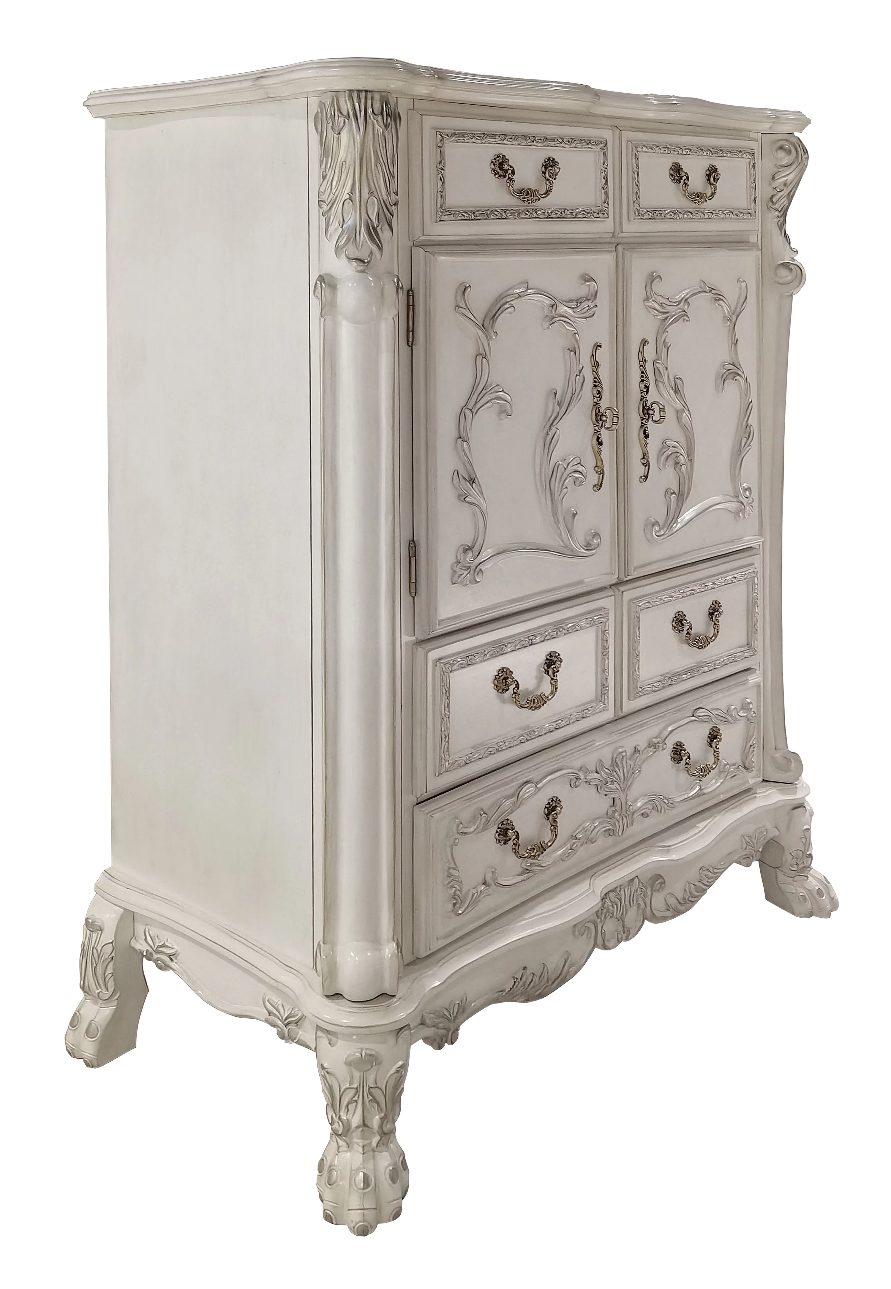 ACME Dresden 5-Drawer Wooden Chest with 2 Doors in Bone White
