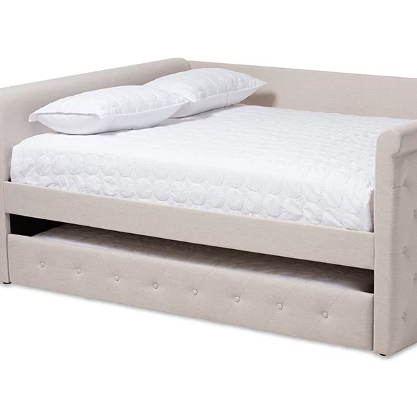 Baxton Studio Alena Modern and Contemporary Upholstered Daybed with Trundle, Multiple Sizes, Multiple Colors
