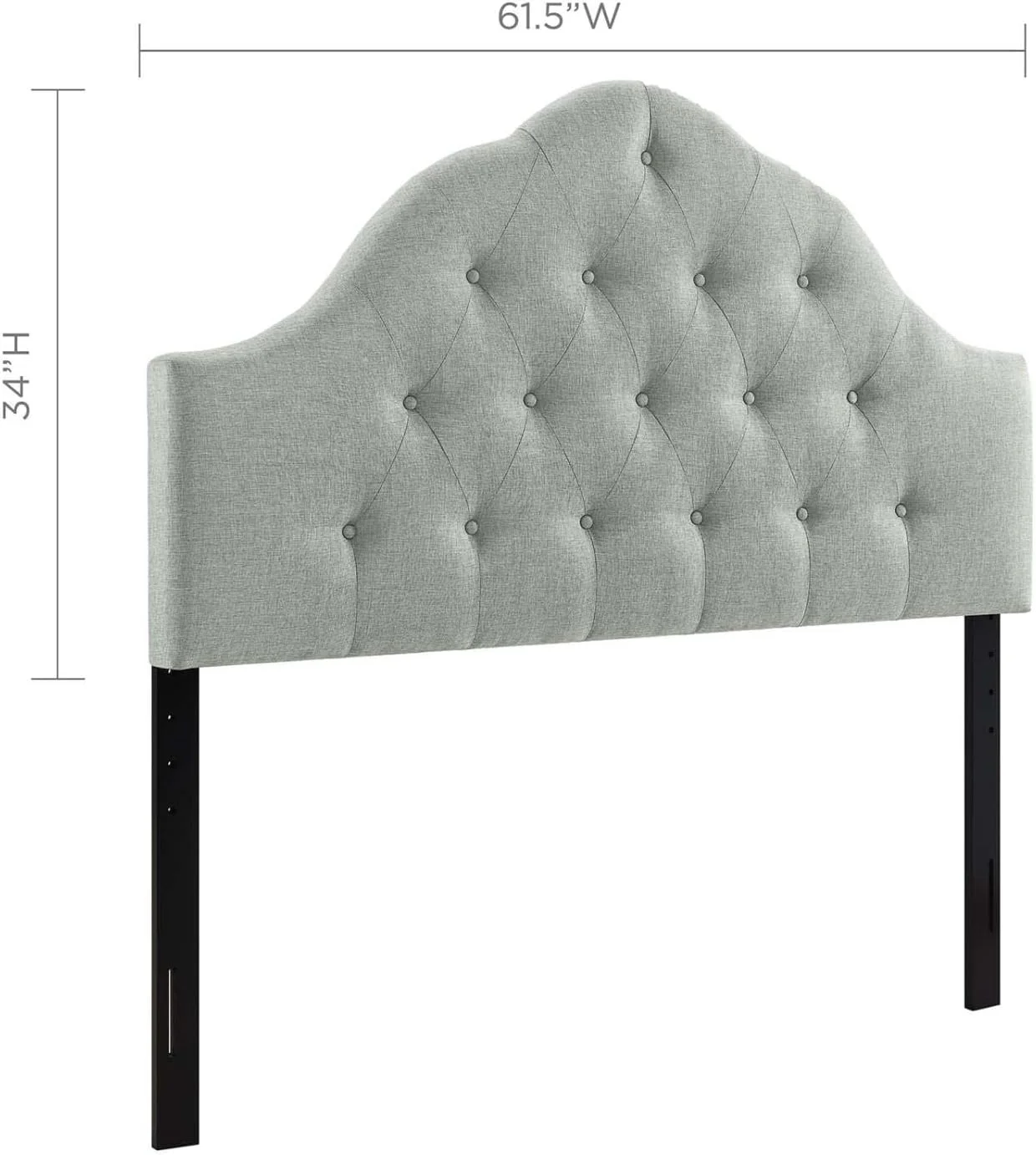 Sovereign Tufted Button Linen Fabric Upholstered Queen Headboard In Gray