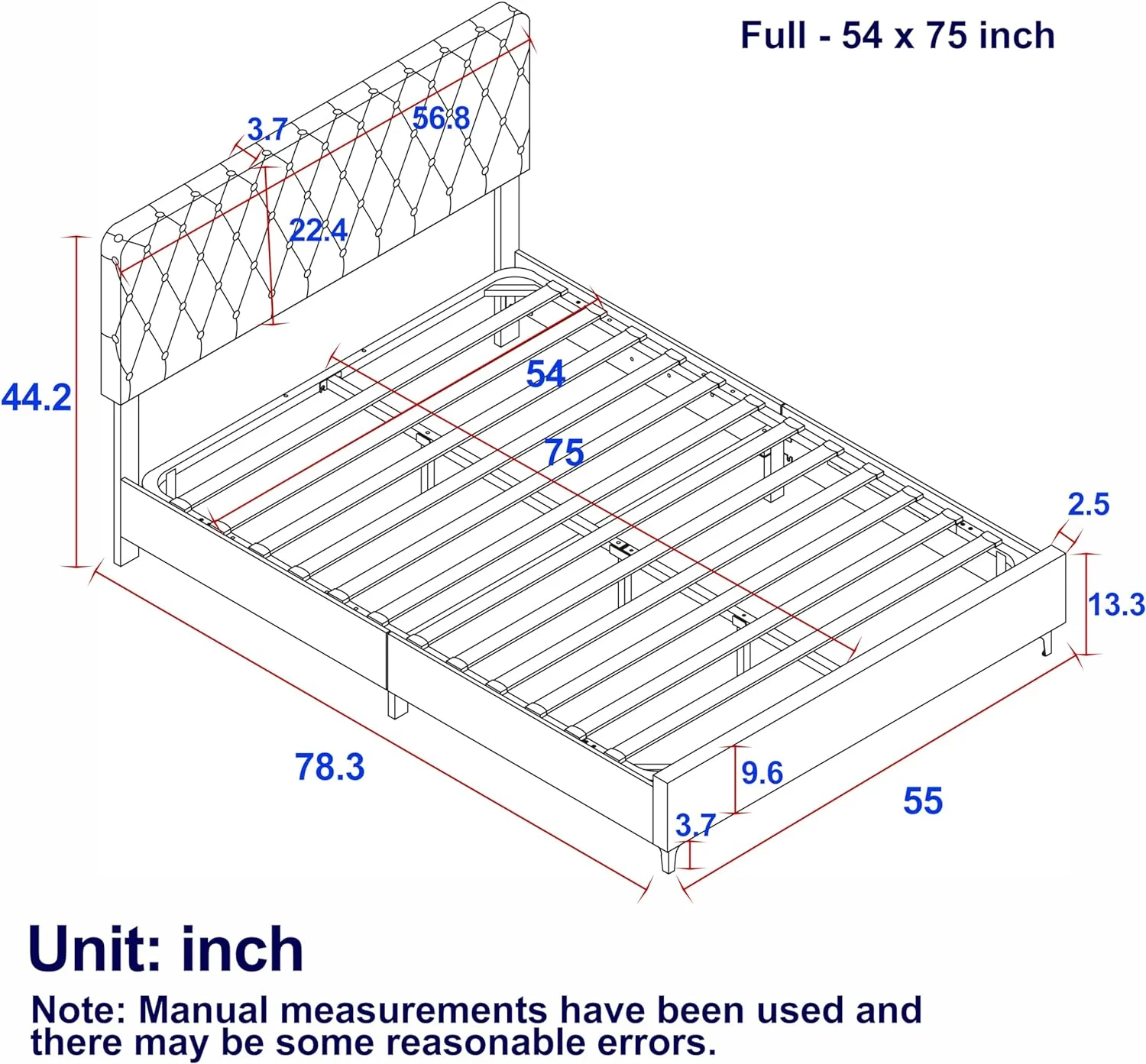 Full Size Platform Bed Upholstered Platform Beds With Nailhead Trim, Solid Wood Bed Frame Full With Headboard And Footboard For Bed Room, No Box Spring Needed (Cream)