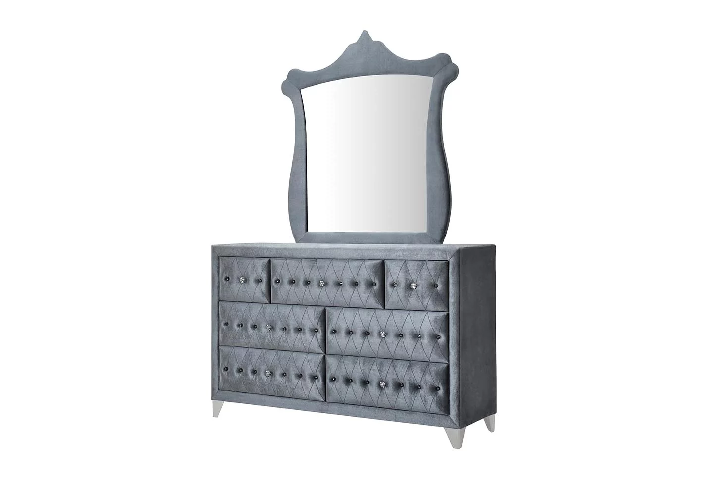 Acme Furniture Dante Mirror in Gray Velvet