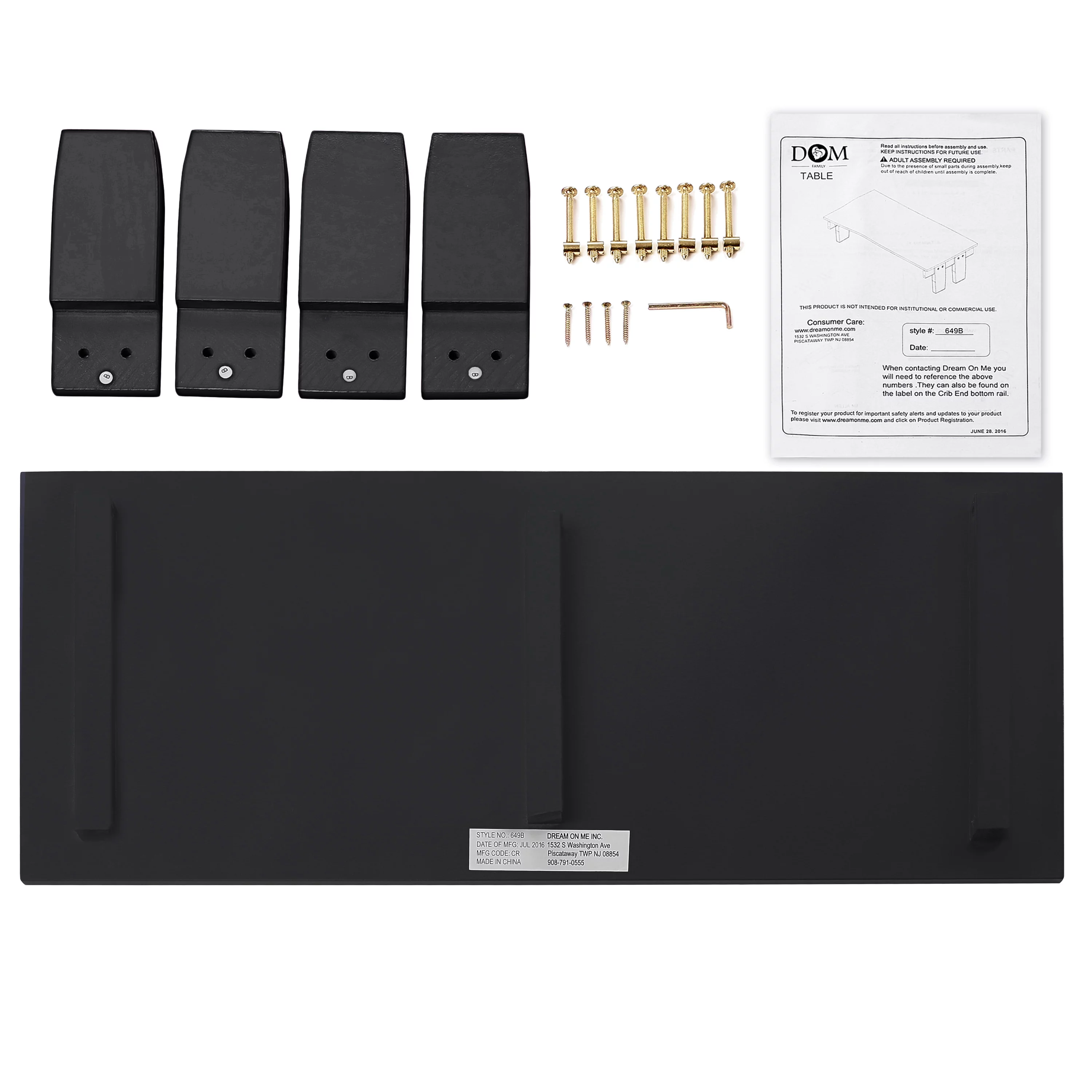 Dream On Me, Emma 3 in 1 Toddler Bed Convertible Kit, Black