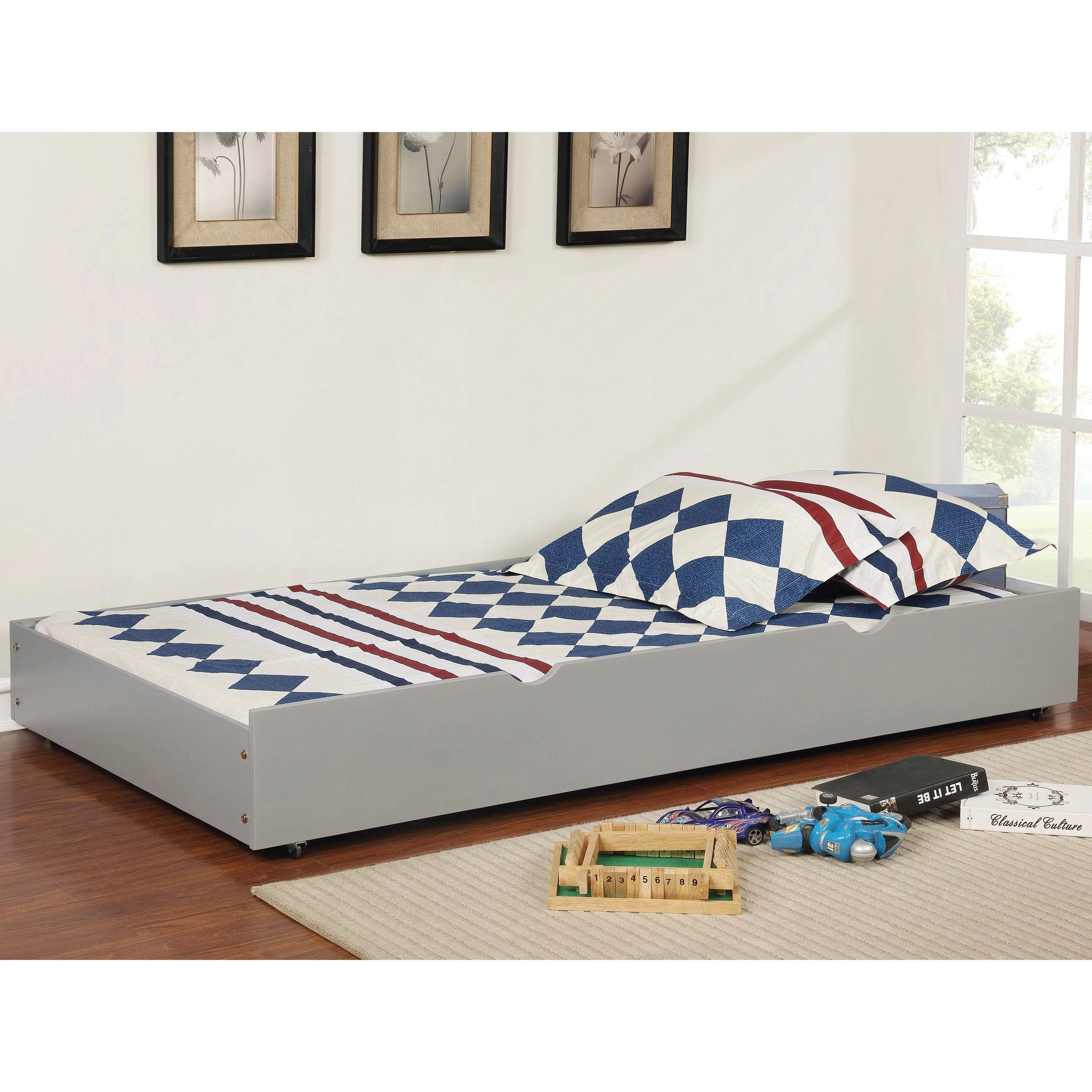 Furniture of America Bays Transitional Twin Wood Underbed Trundle with Casters by Cherry Cherry Finish, Wood Finish