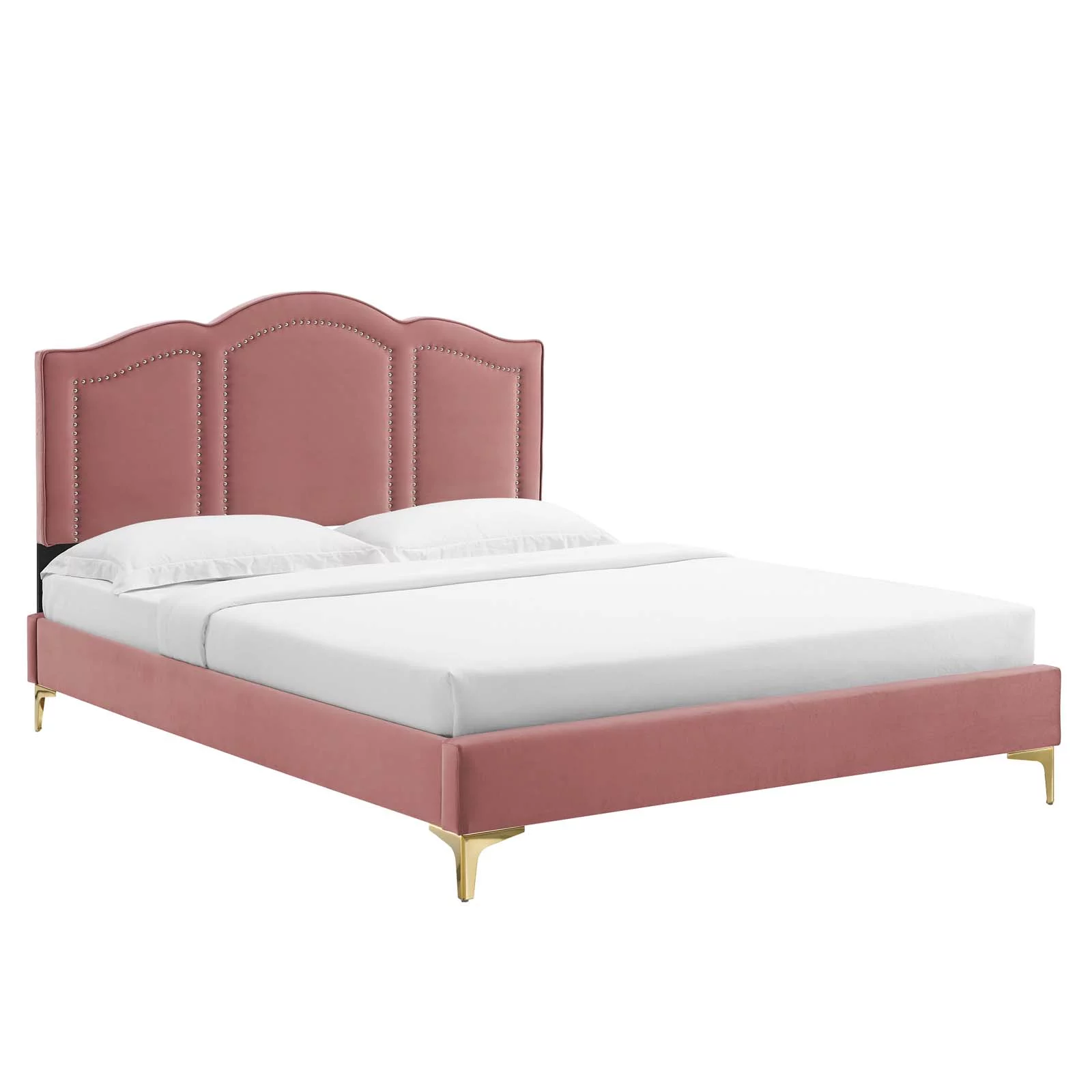 Modway Emerson Performance Velvet King Platform Bed in Dusty Rose