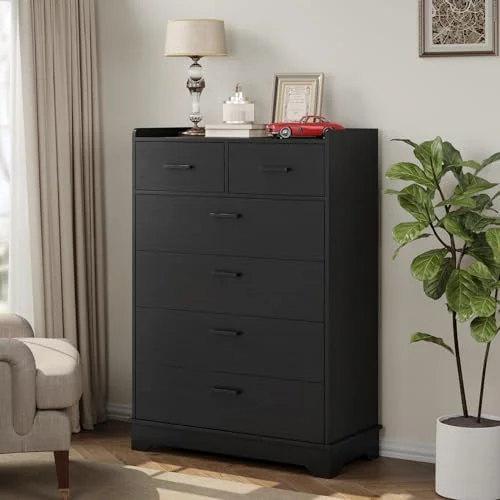 NLIBOOMLife Modern 6 Drawer Dresser Tall Dresser for Bedroom Wood Dressers & Chests of Drawers Vertical Organizer Tower for Bedroom Entryway