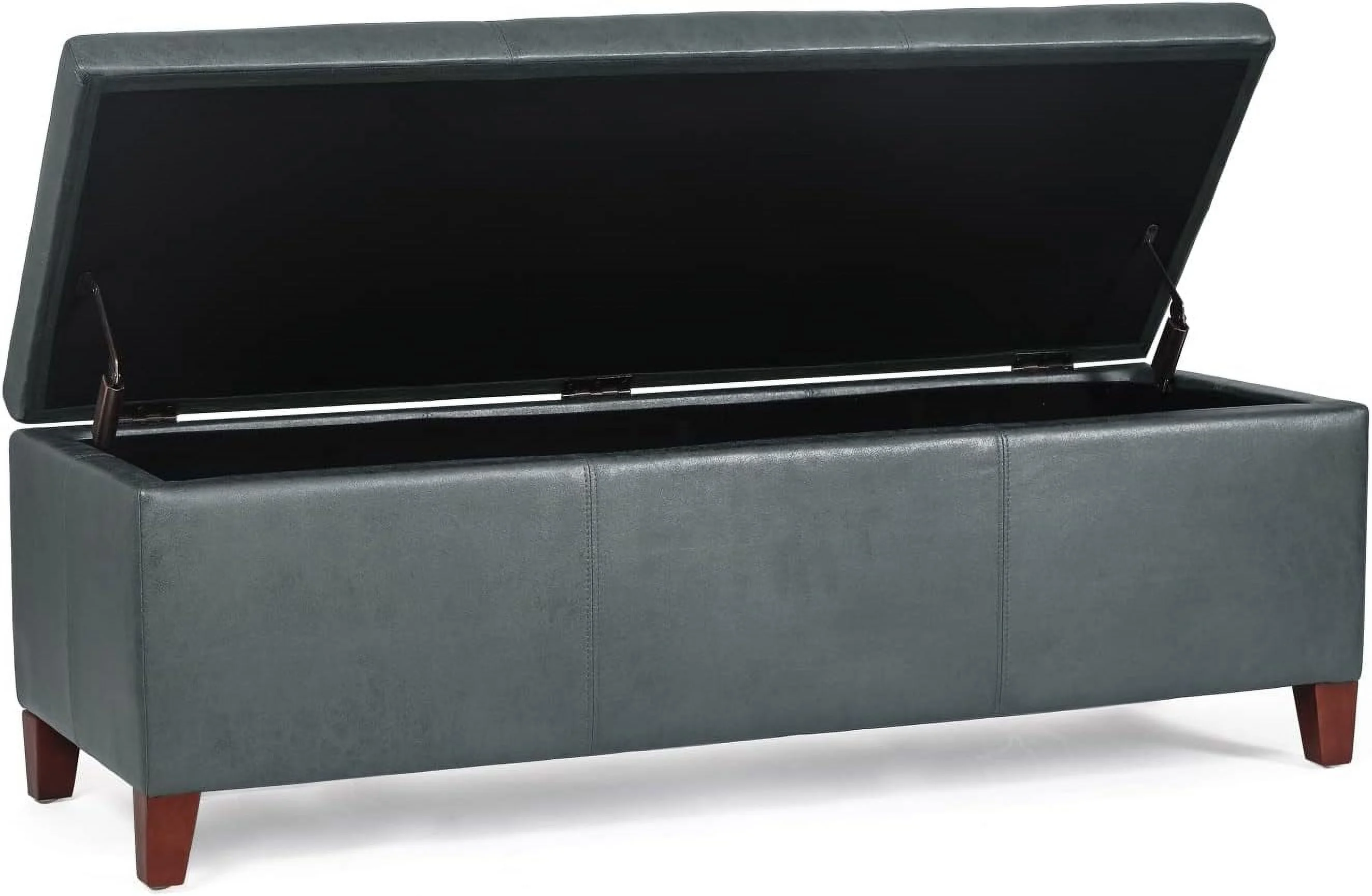 Inch Leathaire Long Storage Ottoman With Hinges Gray Bench Storage Indoor End Of Bed Tables For Living Room(Ship From US)