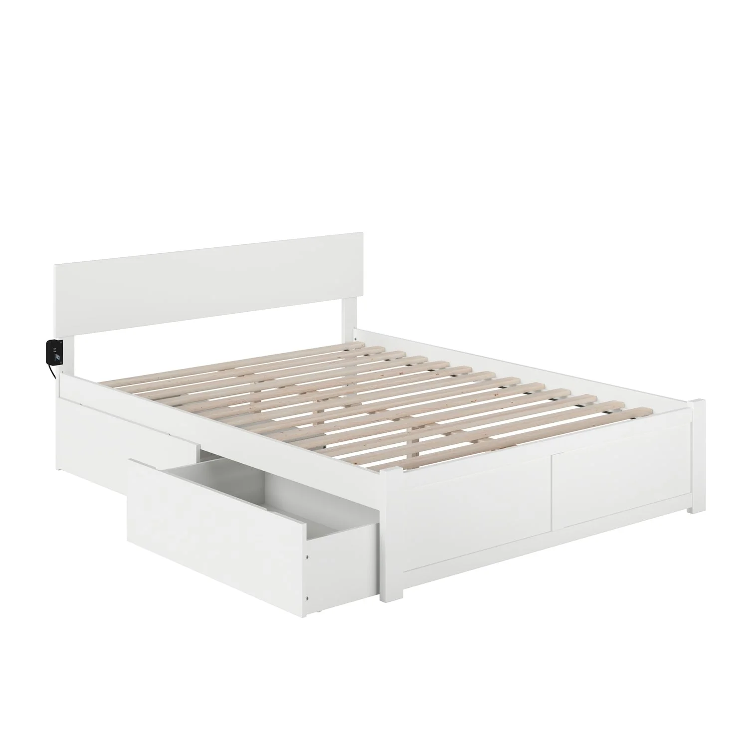 AFI Orlando Queen White Paneled Platform Bed with 2 Drawers