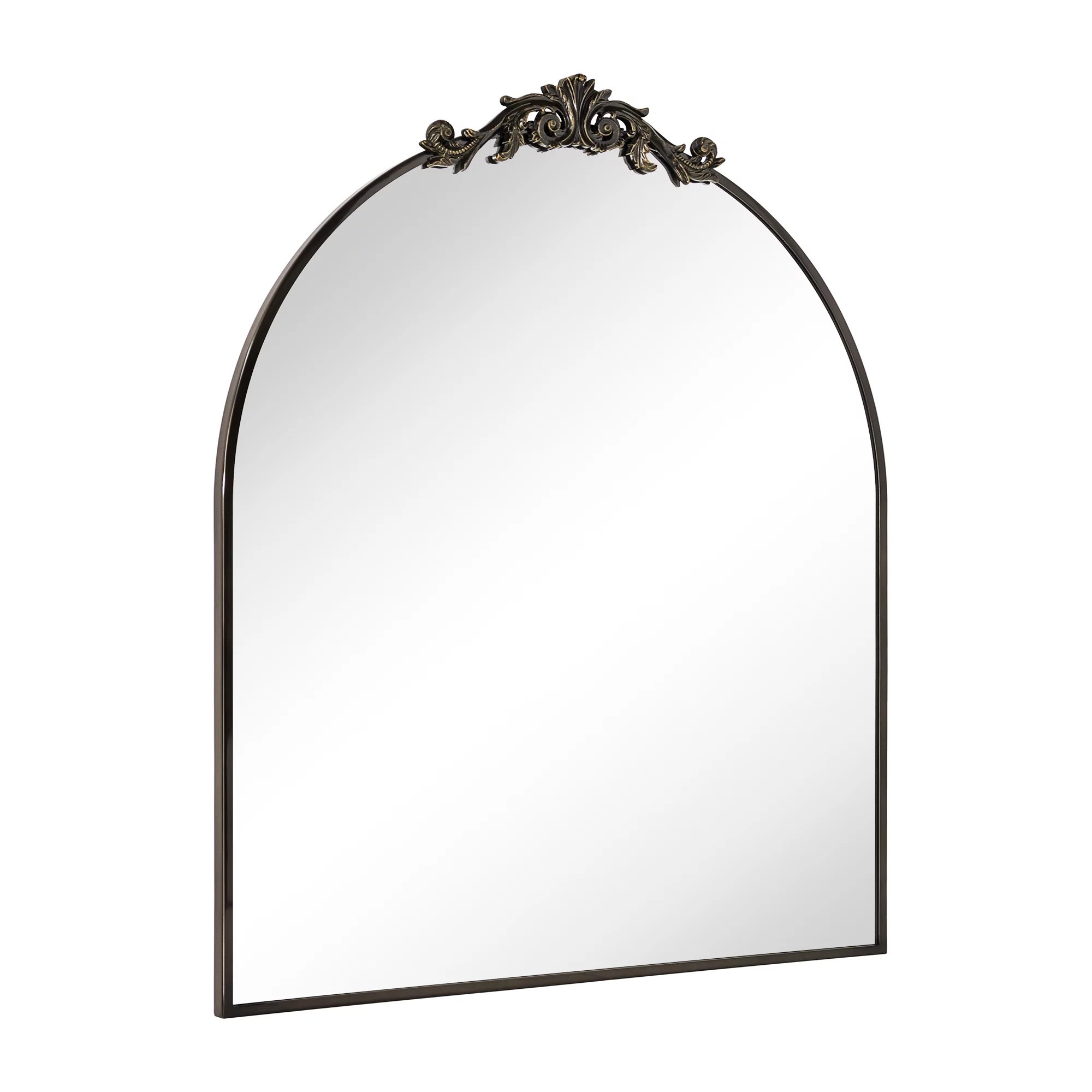 EGHOME 30x34'' Oil Rubbed Bronze Arched Ornate Wall Mirror for Mantel Traditional Baroque Inspired Bathroom Vanity Rectangular Mirror